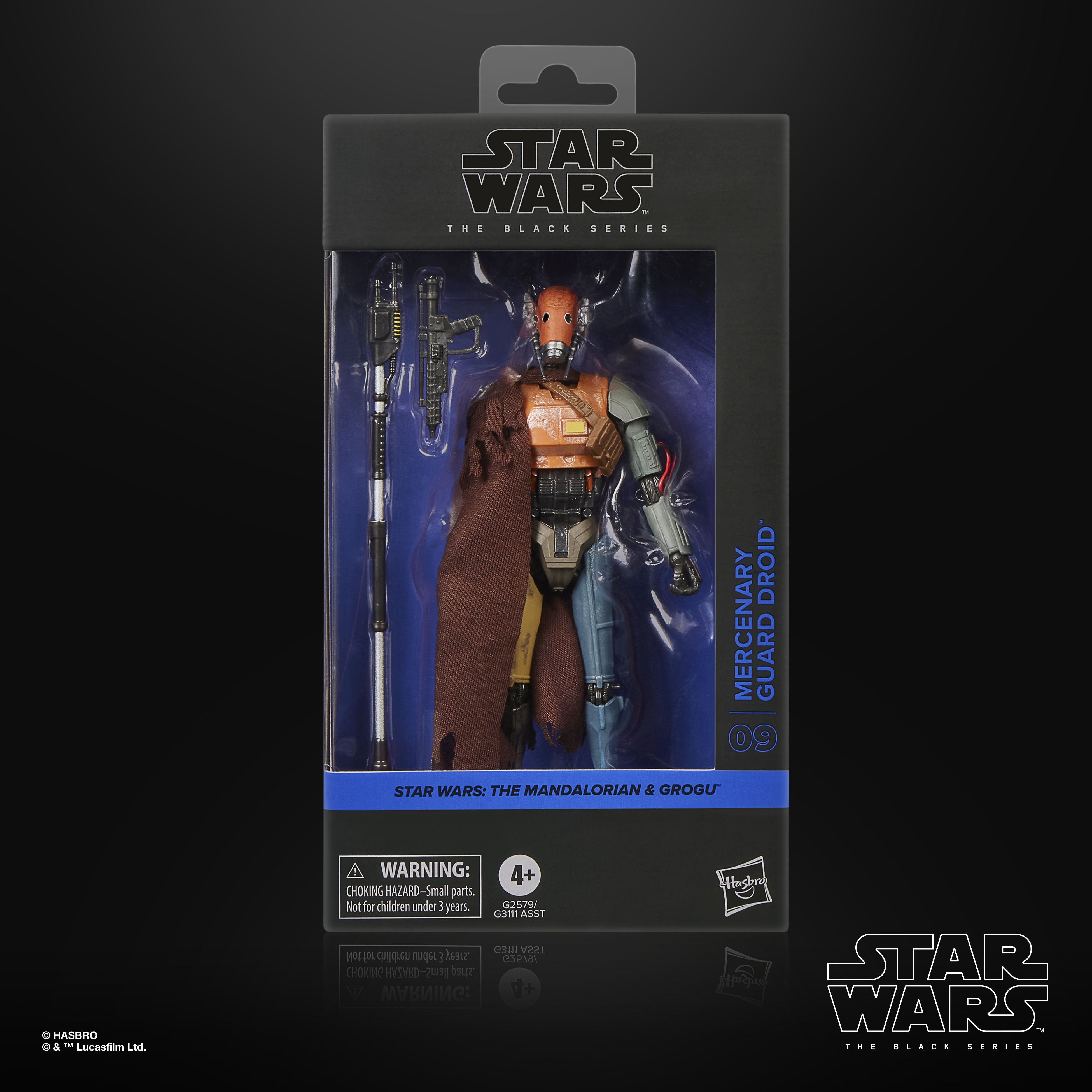Mercenary Guard Droid Black Series 6-Inch Figure — Box Art Front with Figure and Accessories Visible