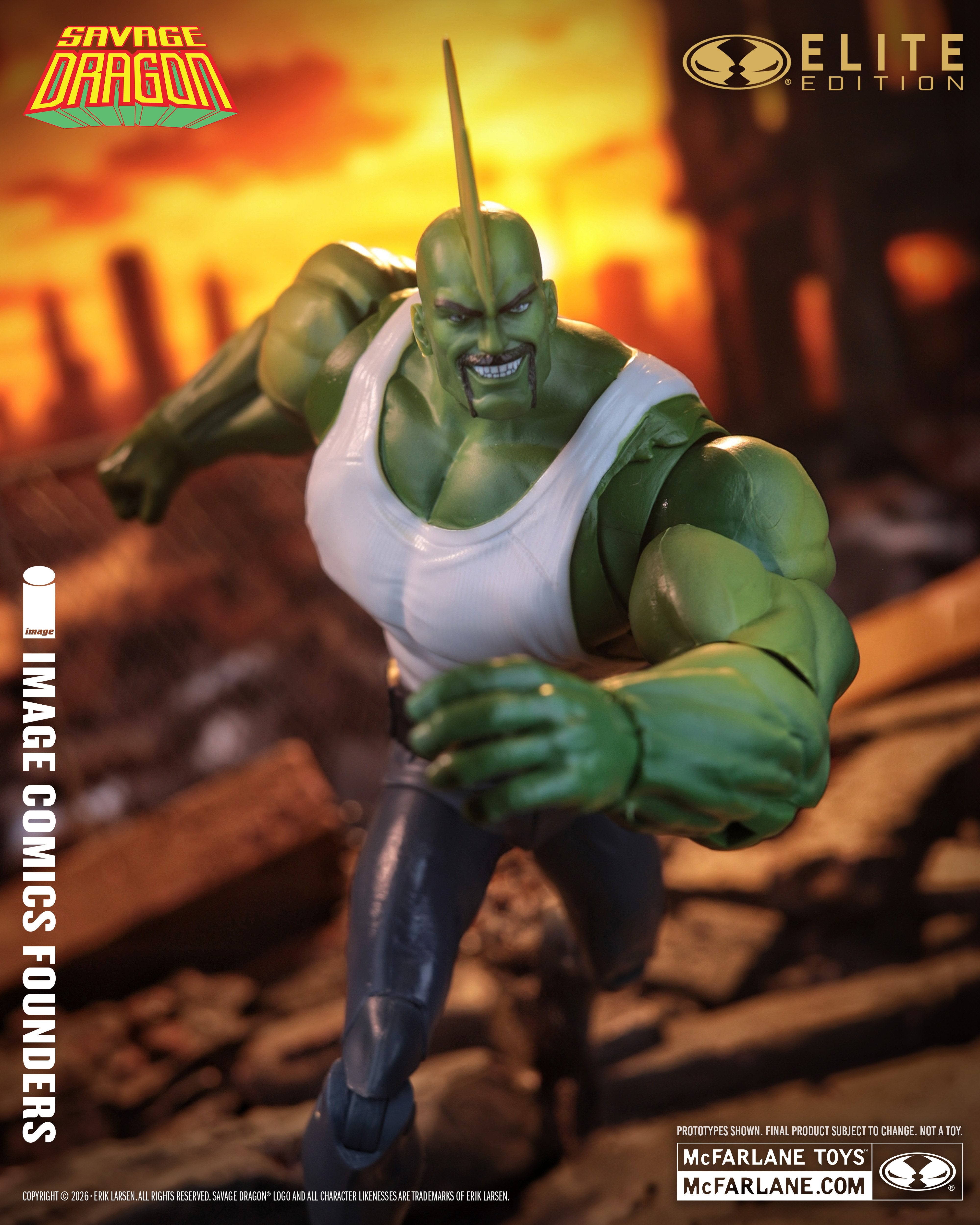 Savage Dragon McFarlane Elite Edition Image Comics Founders Series 7-Inch — Articulation Pose Lunging Forward with Goatee Head Sculpt