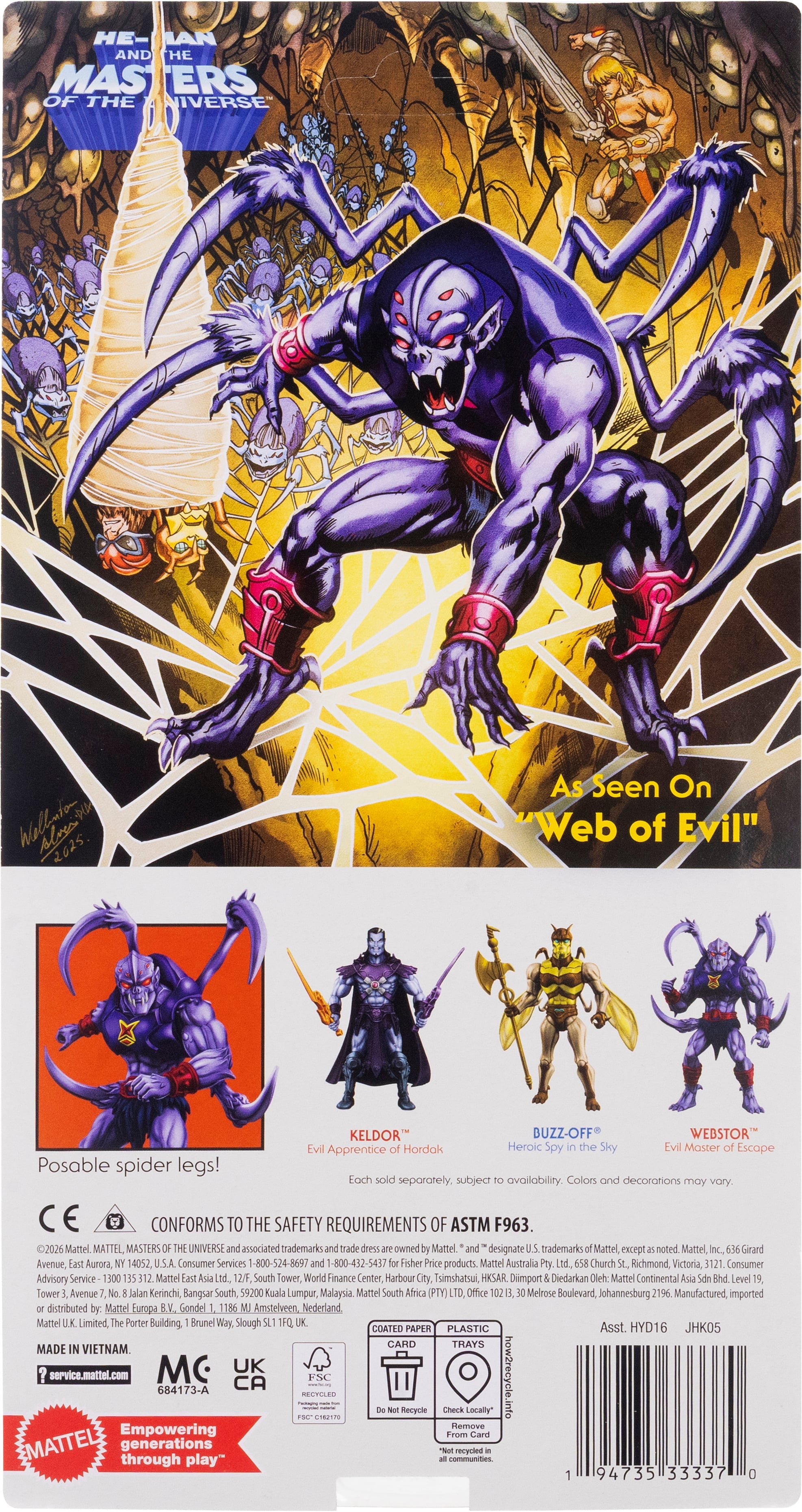 Webstor Masters of the Universe Origins Cartoon Collection — Card Back Showing Web of Evil Art
