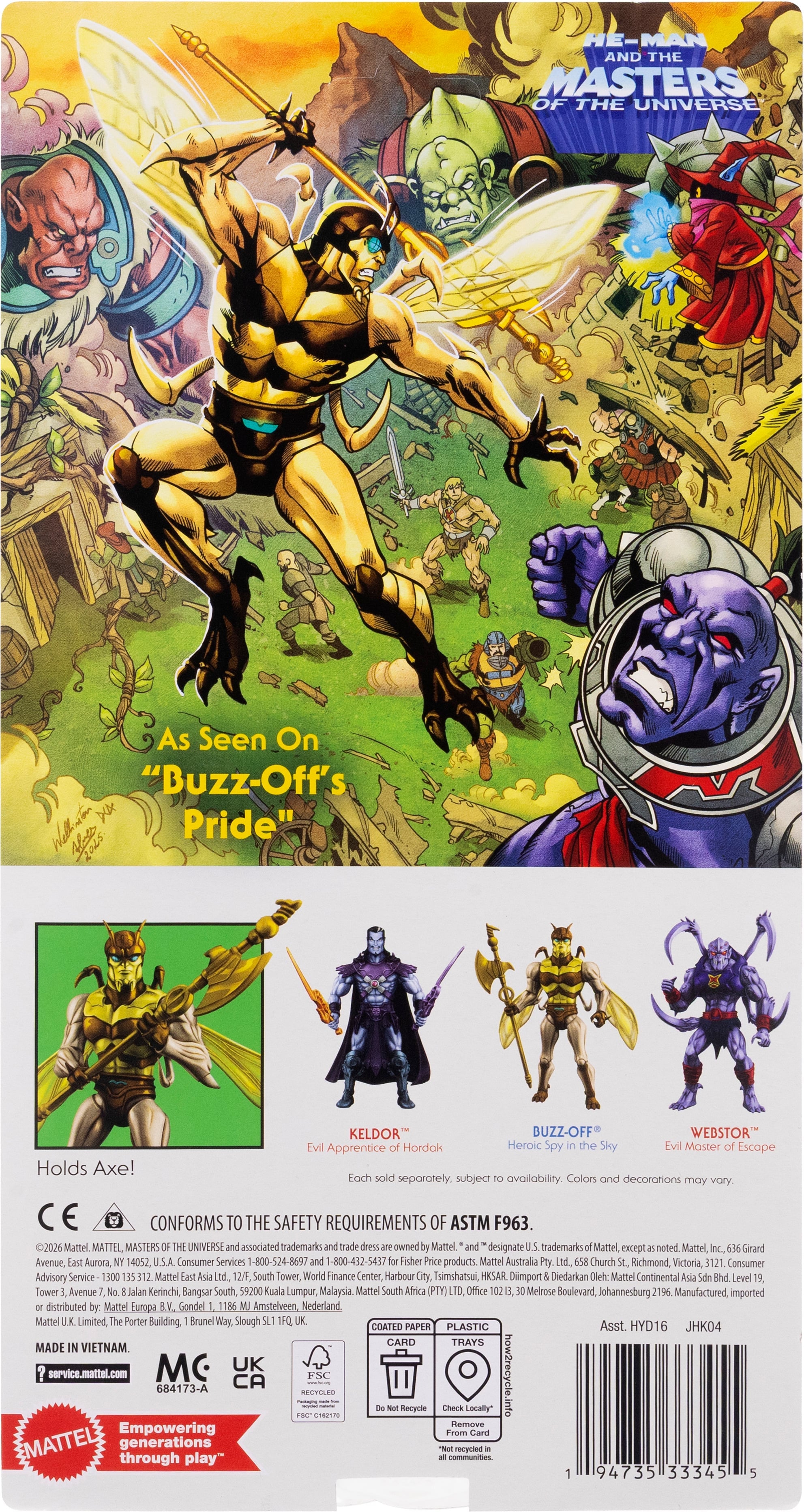 Buzz-Off Masters of the Universe Origins 5.5-Inch Figure — Card Back with Buzz-Off's Pride Art