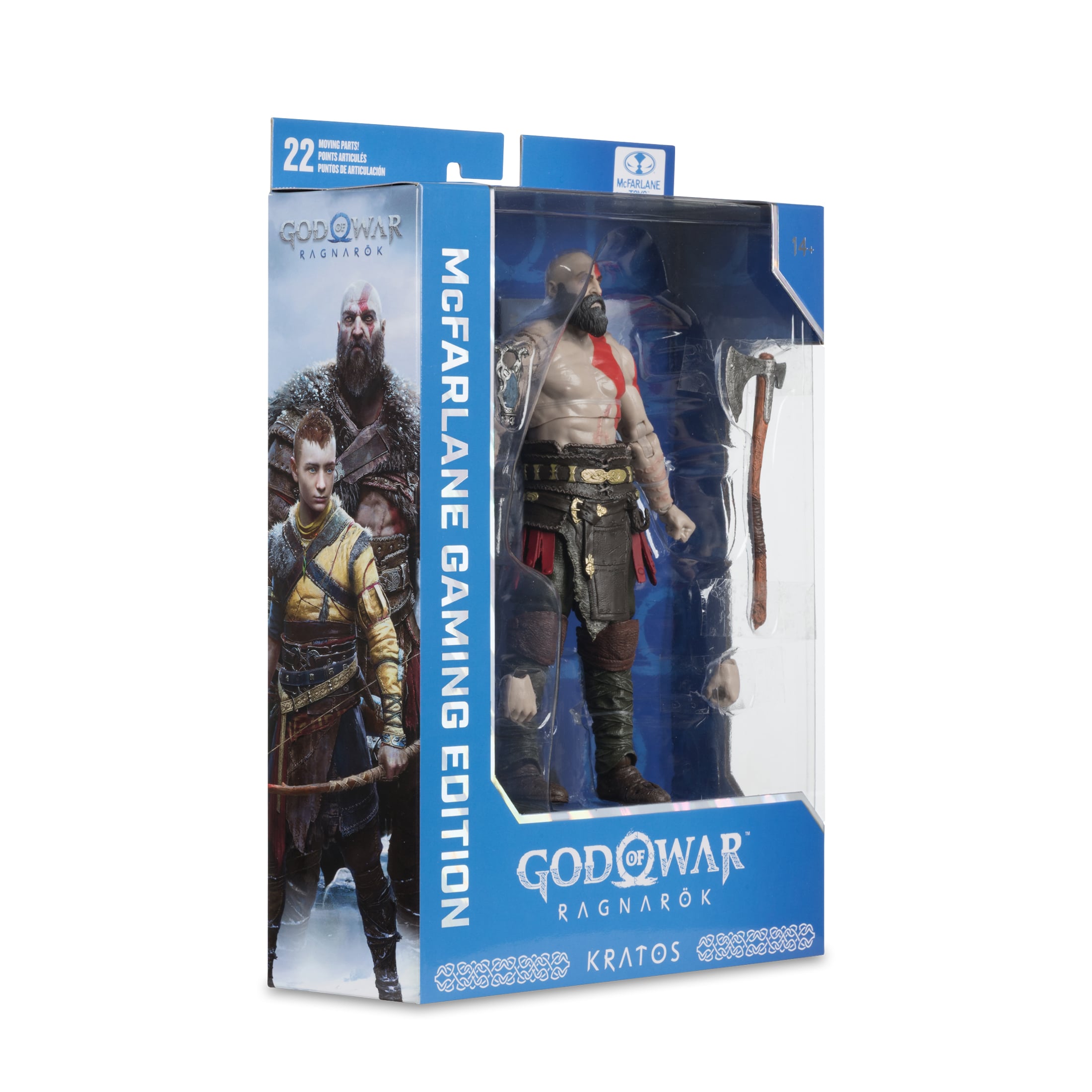 Kratos God of War Ragnarok McFarlane Gaming Edition 7-Inch Figure — Package Detail Side View with Box Art