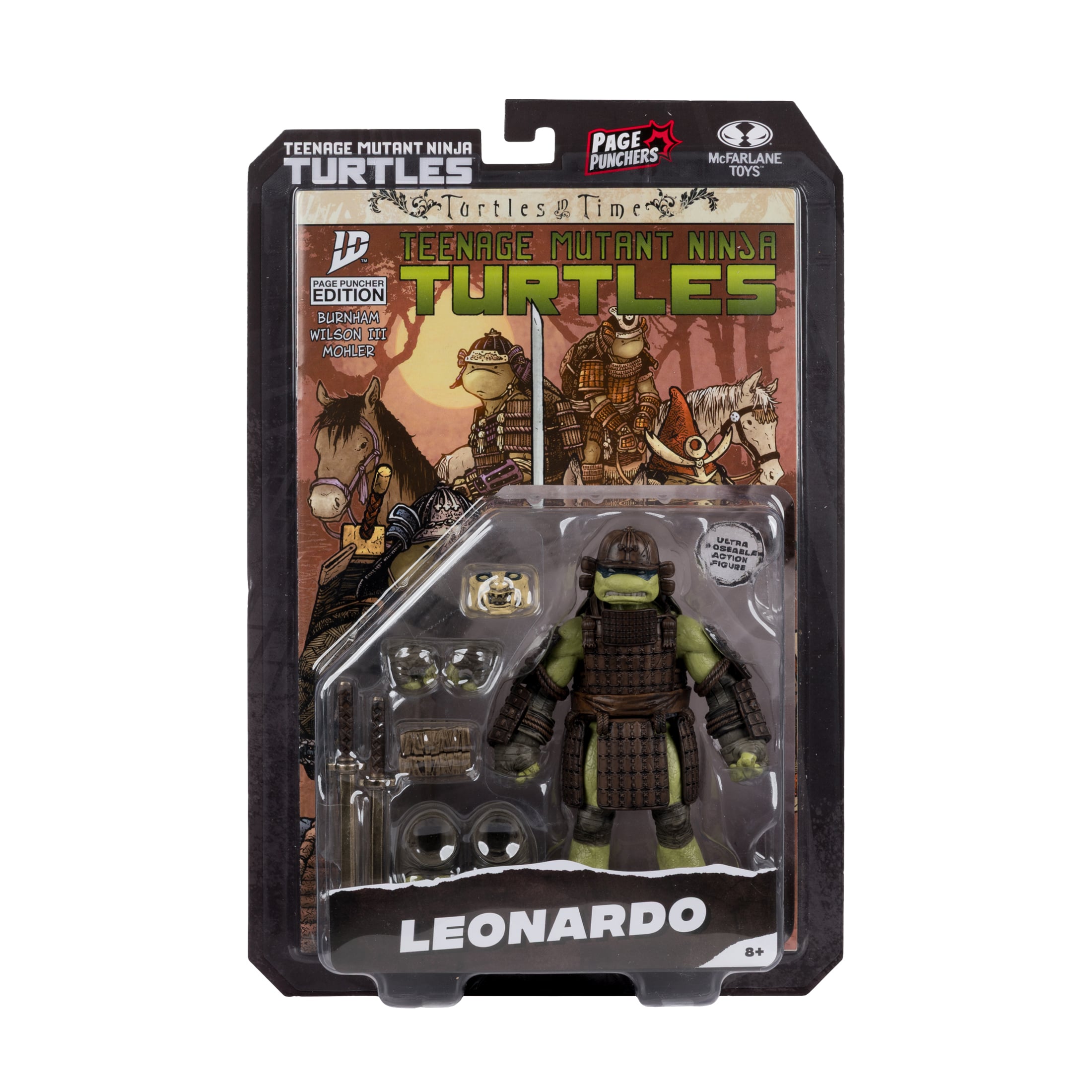 Leonardo TMNT Turtles in Time Page Punchers 5-Inch Figure — Package Front View Sealed