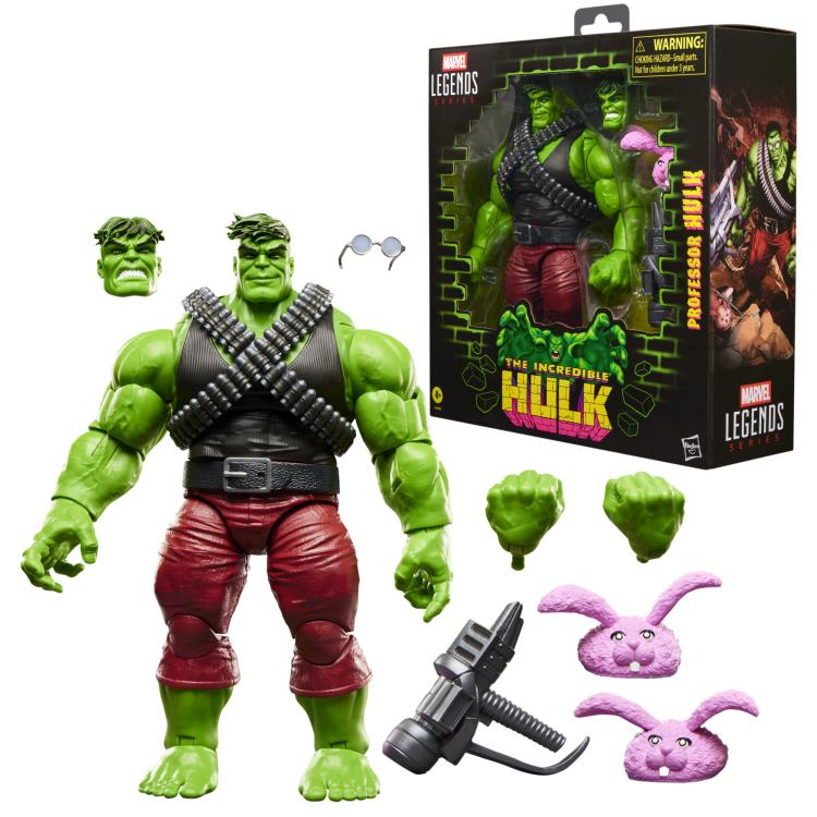 Professor Hulk Marvel Legends 6-Inch Deluxe Figure — Box Art Close-Up with Figure and Accessories Out of Package