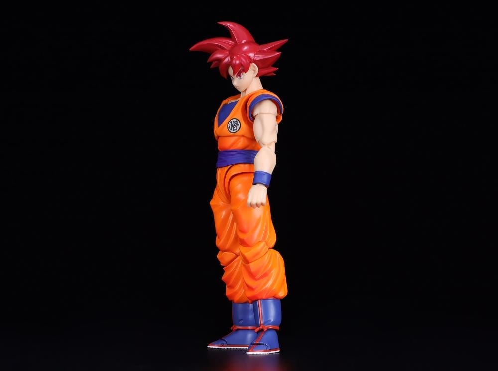 Super Saiyan God Goku S.H.Figuarts 5.5-Inch Figure — Left Side View Black Background