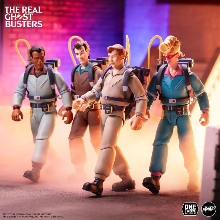 Real Ghostbusters 1/12 Scale Figures — Full Team Walking Formation Side View