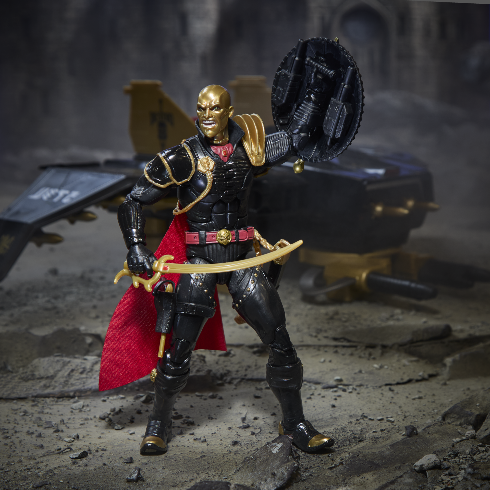 Destro G.I. Joe Classified Series 6-Inch — Articulation Pose with Accessories and Despoiler in Background