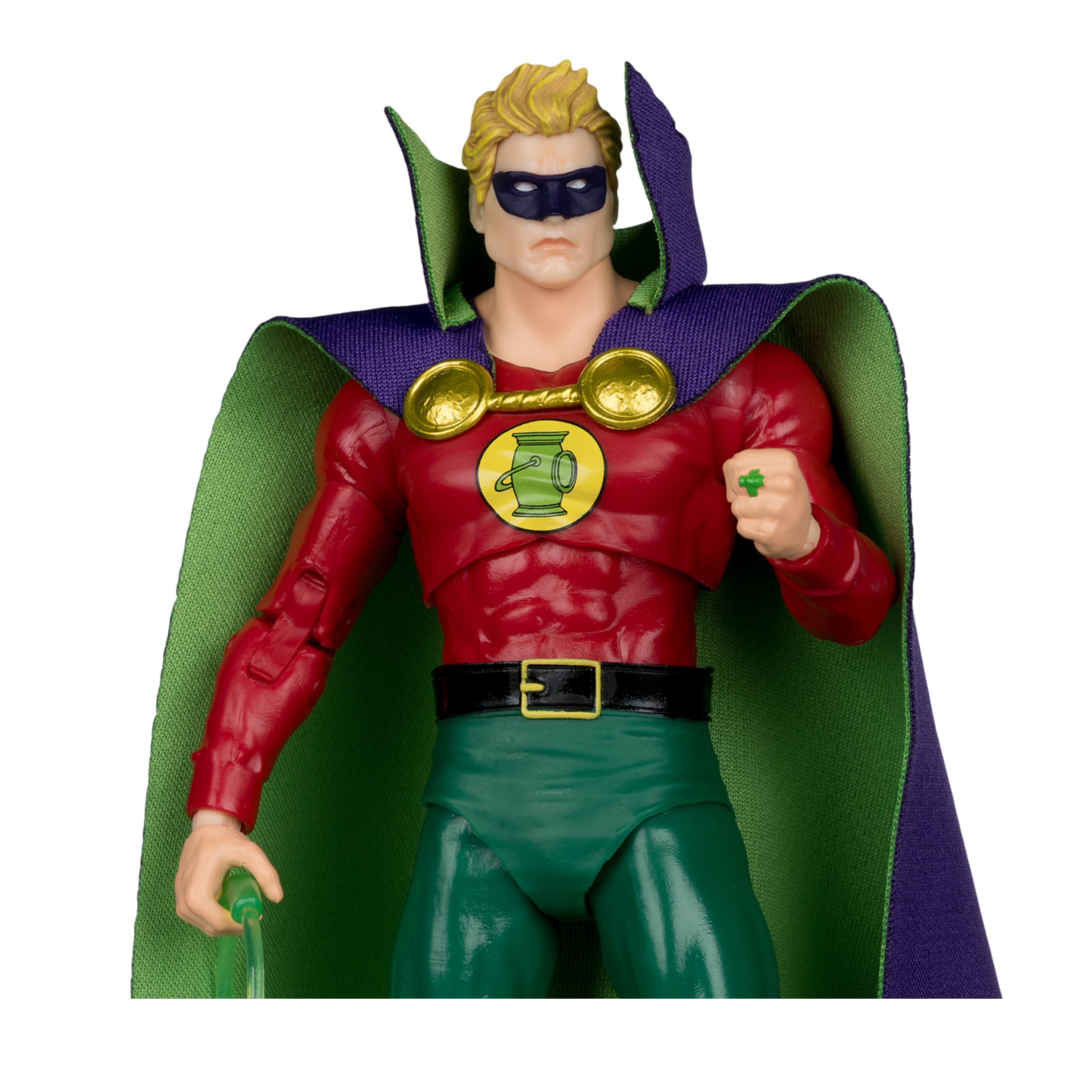 Green Lantern JSA DC Multiverse 7-Inch — Figure Detail Close-Up with Cape and Power Ring