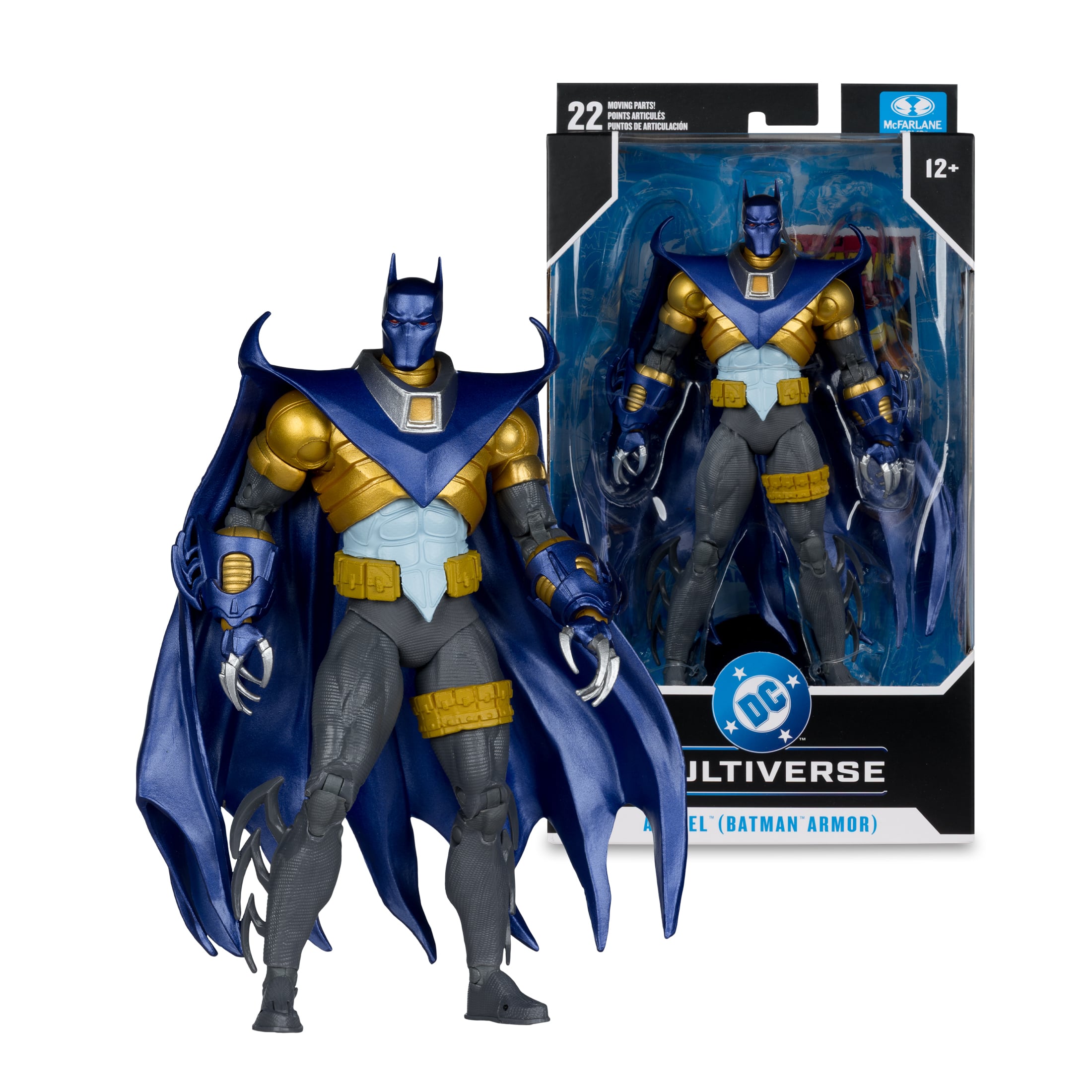 Azrael Batman Armor DC Multiverse 7-Inch Action Figure — Figure Beside Packaged Box