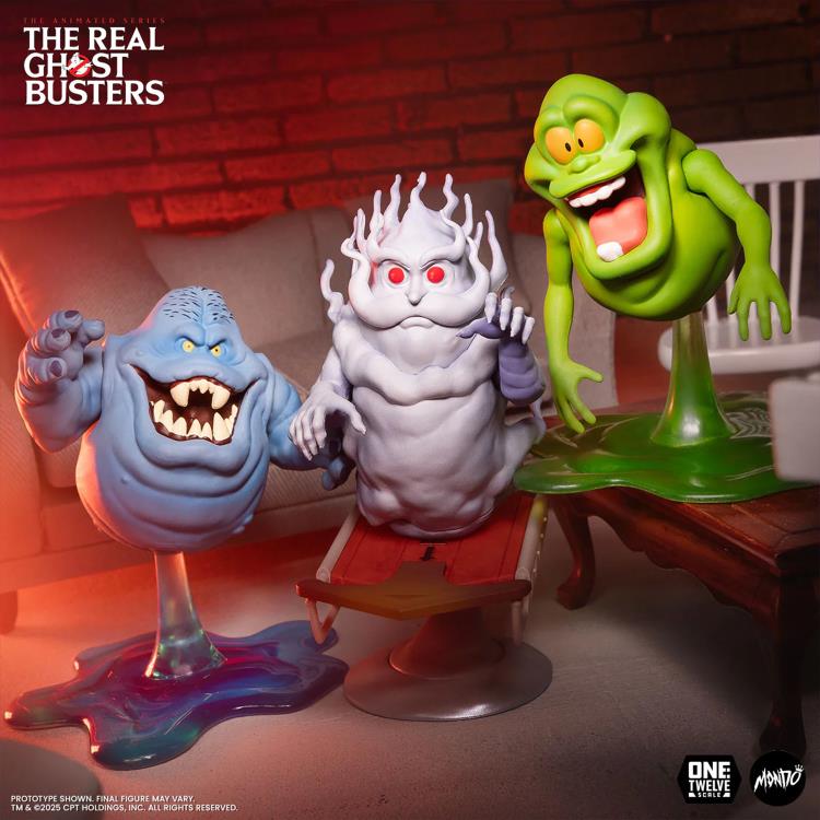 Real Ghostbusters Mondo 1/12 Ghost Companions — Hearse Slimer and Blue Ghost with Stands