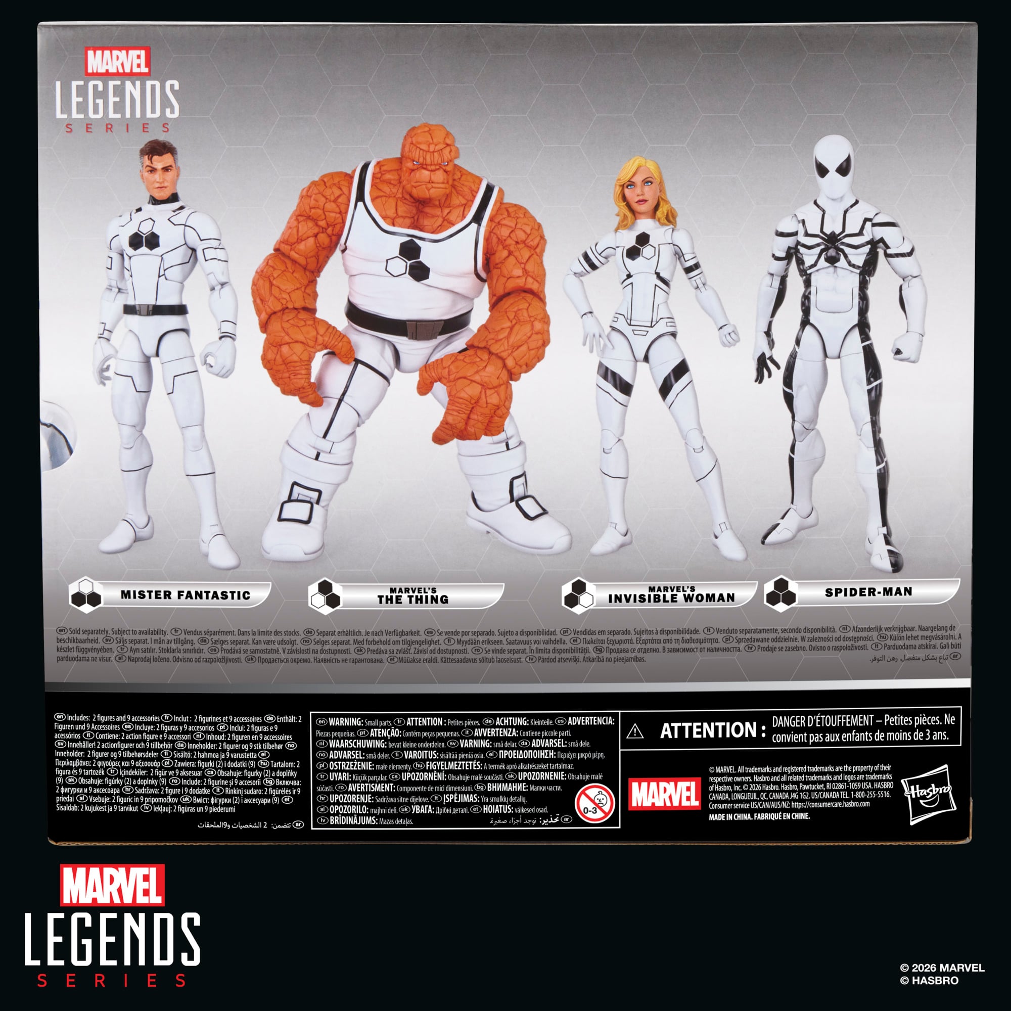 Future Foundation Thing & Invisible Woman Marvel Legends 6-Inch — Box Back with Full Team Line-Up