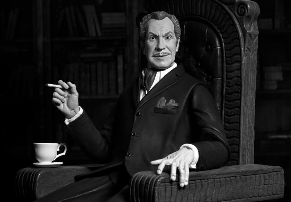 Vincent Price NECA Ultimate 7-Inch Figure — Seated Close-Up with Cigarette in Library Setting