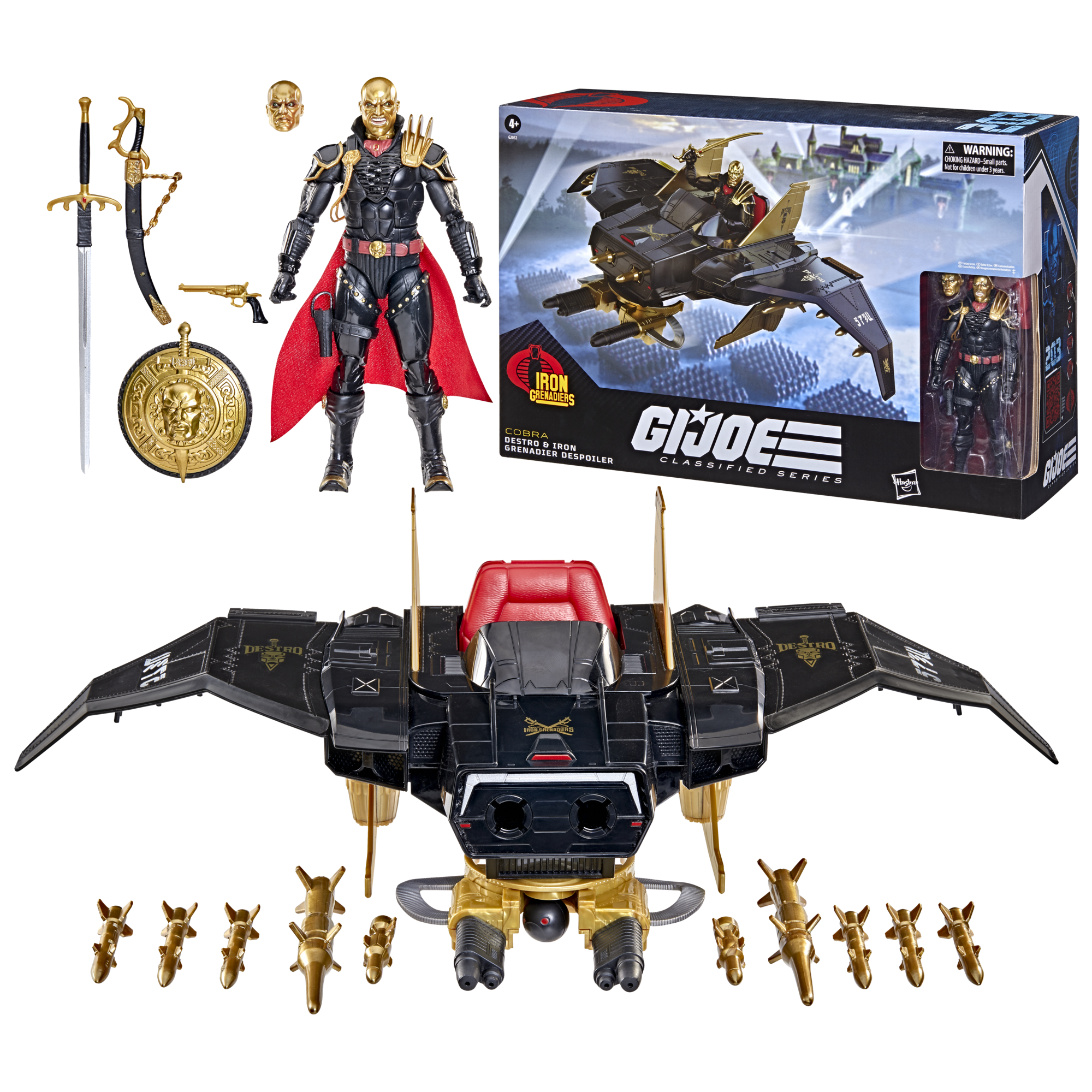Destro G.I. Joe Classified Series 6-Inch — Contents Display with Figure, Despoiler Vehicle, Accessories, and Package Box