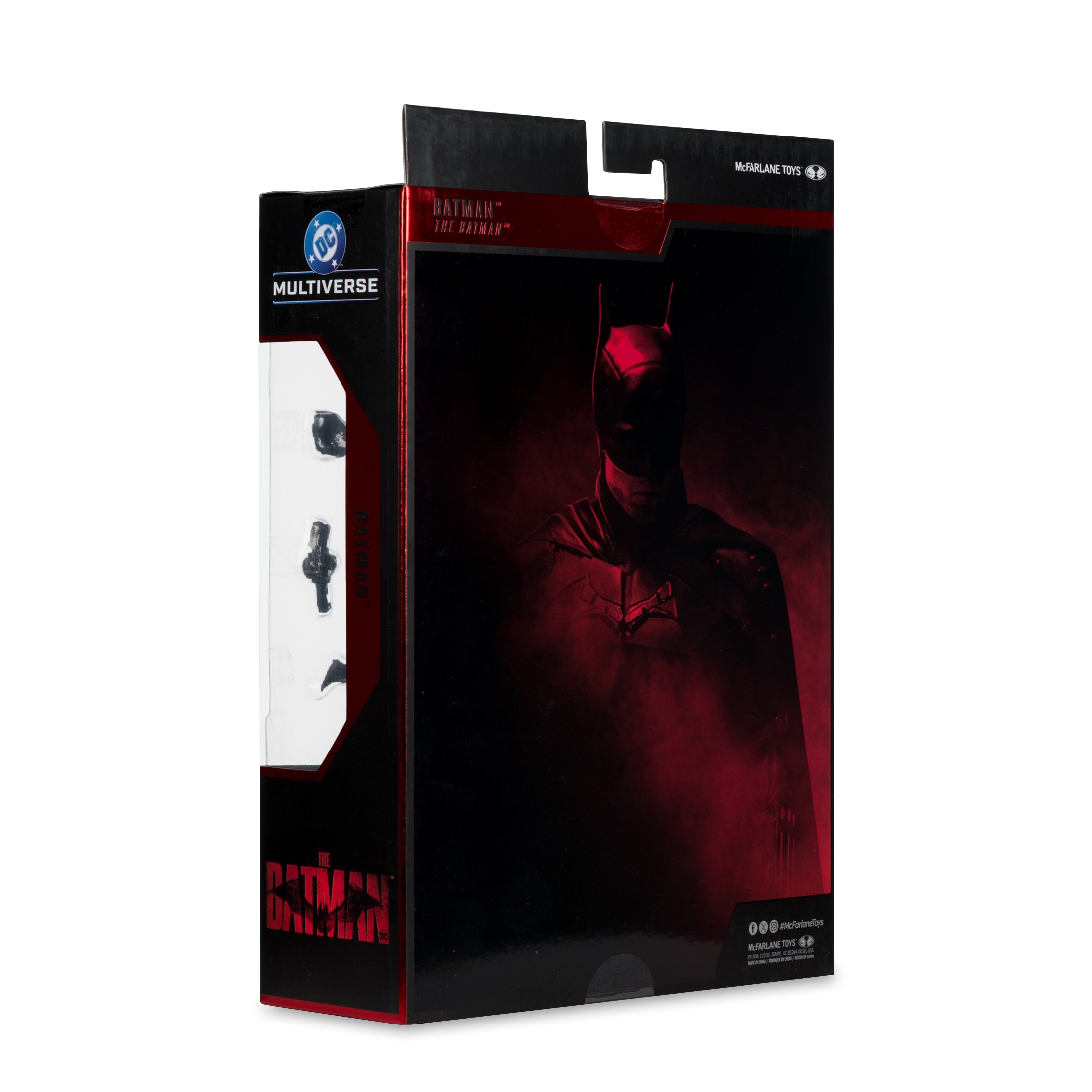 Batman The Batman (2022) DC Multiverse 7-Inch Action Figure — Side View with Box Art Close-Up