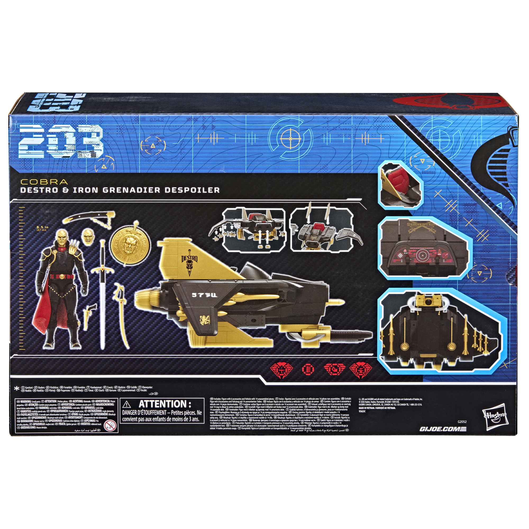 Destro & Iron Grenadier Despoiler G.I. Joe Classified Series 6-Inch — Box Back with Contents Display
