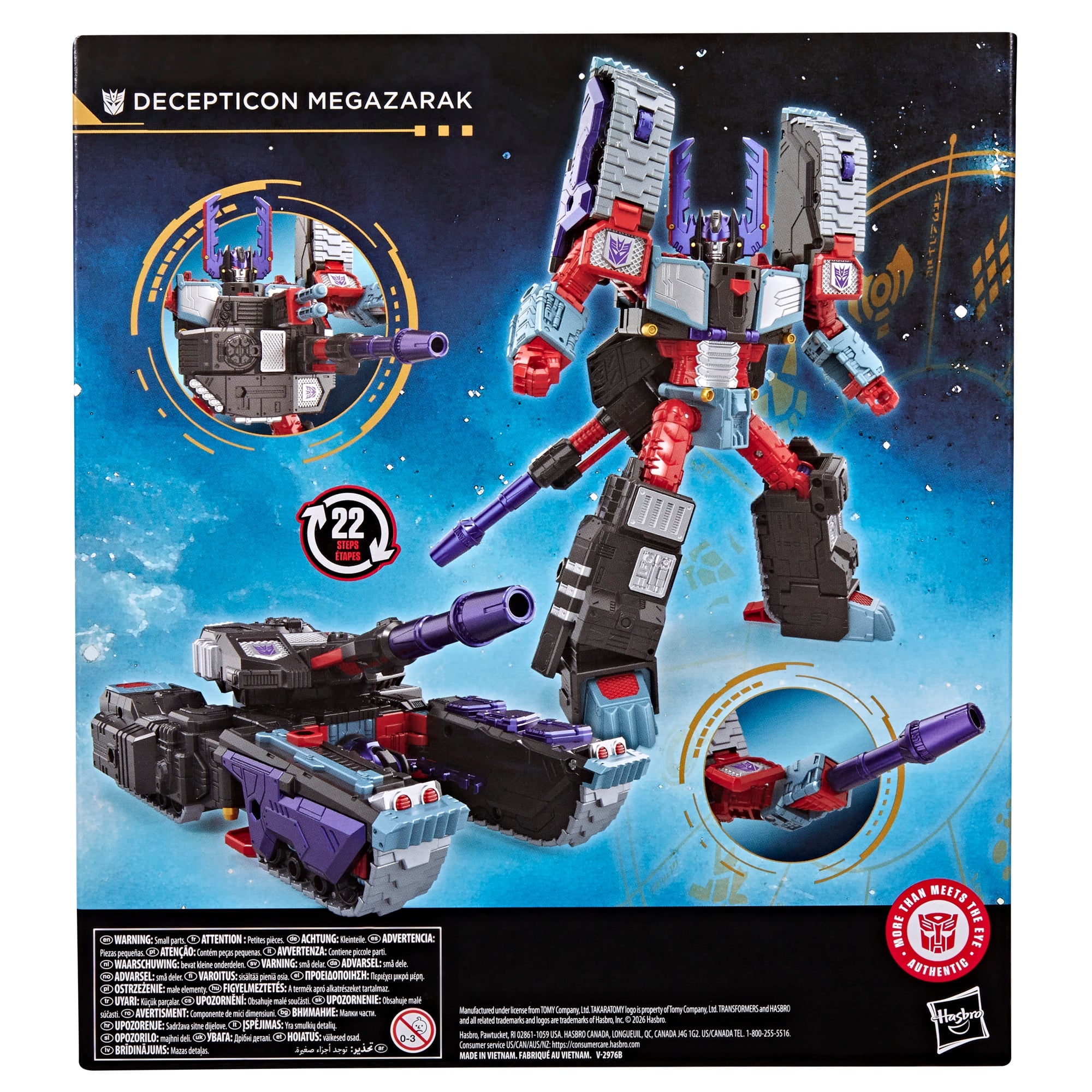 Megazarak Age of the Primes Leader Class — Box Back with 22-Step Conversion Diagram