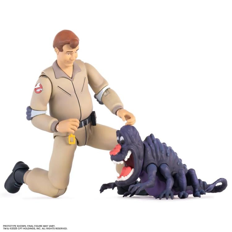 Ray Stantz Real Ghostbusters 1/12 Scale Figure — Articulation Pose Kneeling with Drool Goblin