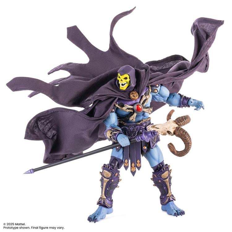 Skeletor MOTU 200X Mondo 1/12 Scale Figure — Cape Billowing Dynamic Pose on White Background