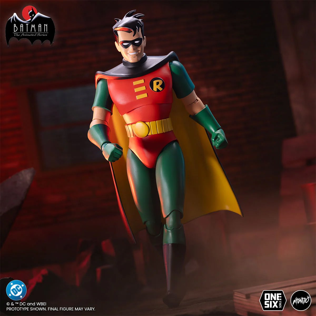 Robin Batman Animated Series Mondo 1:6 Figure — Running Smile Atmospheric Scene
