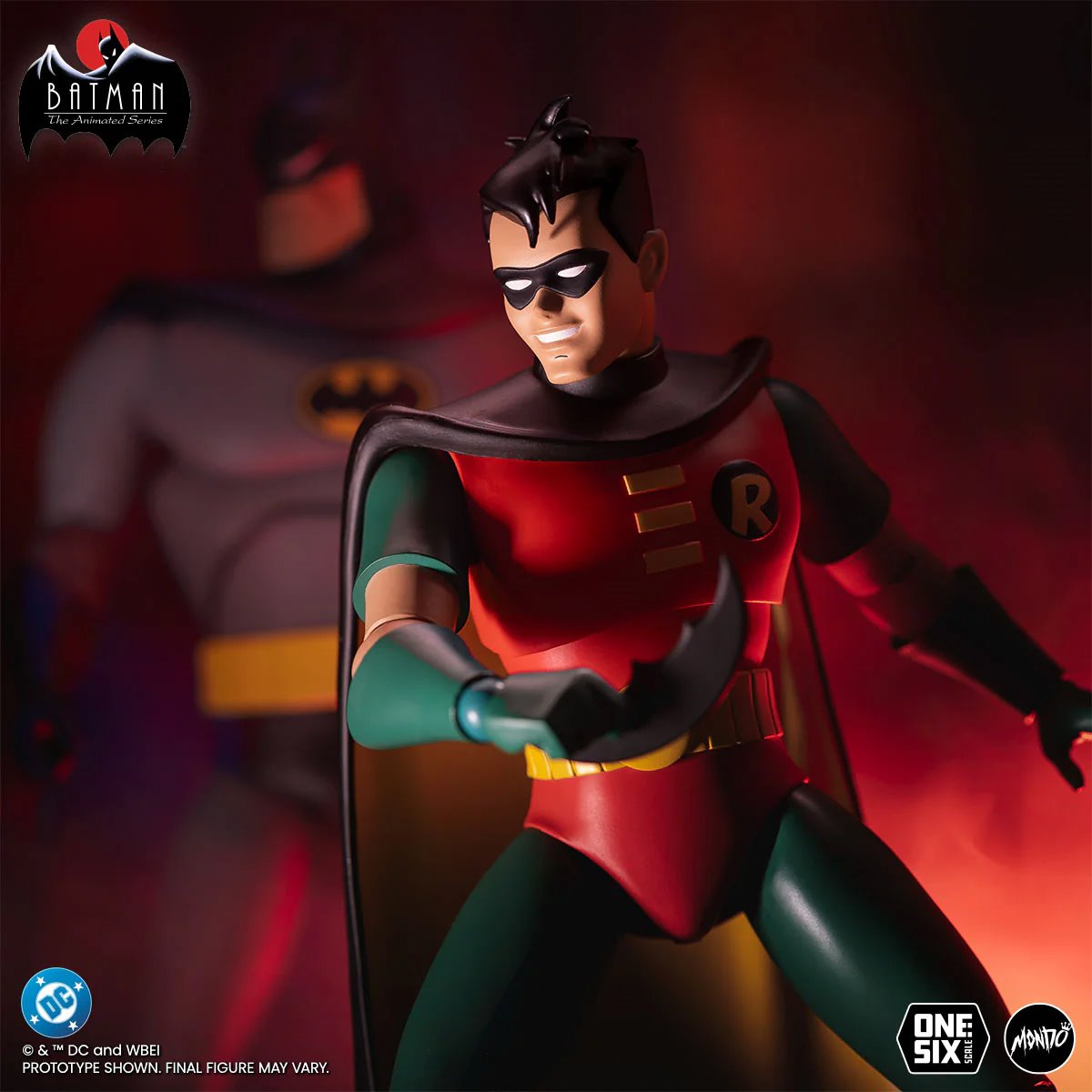 Robin Batman Animated Series Mondo 1:6 Figure — Smiling Three-Quarter View Scene