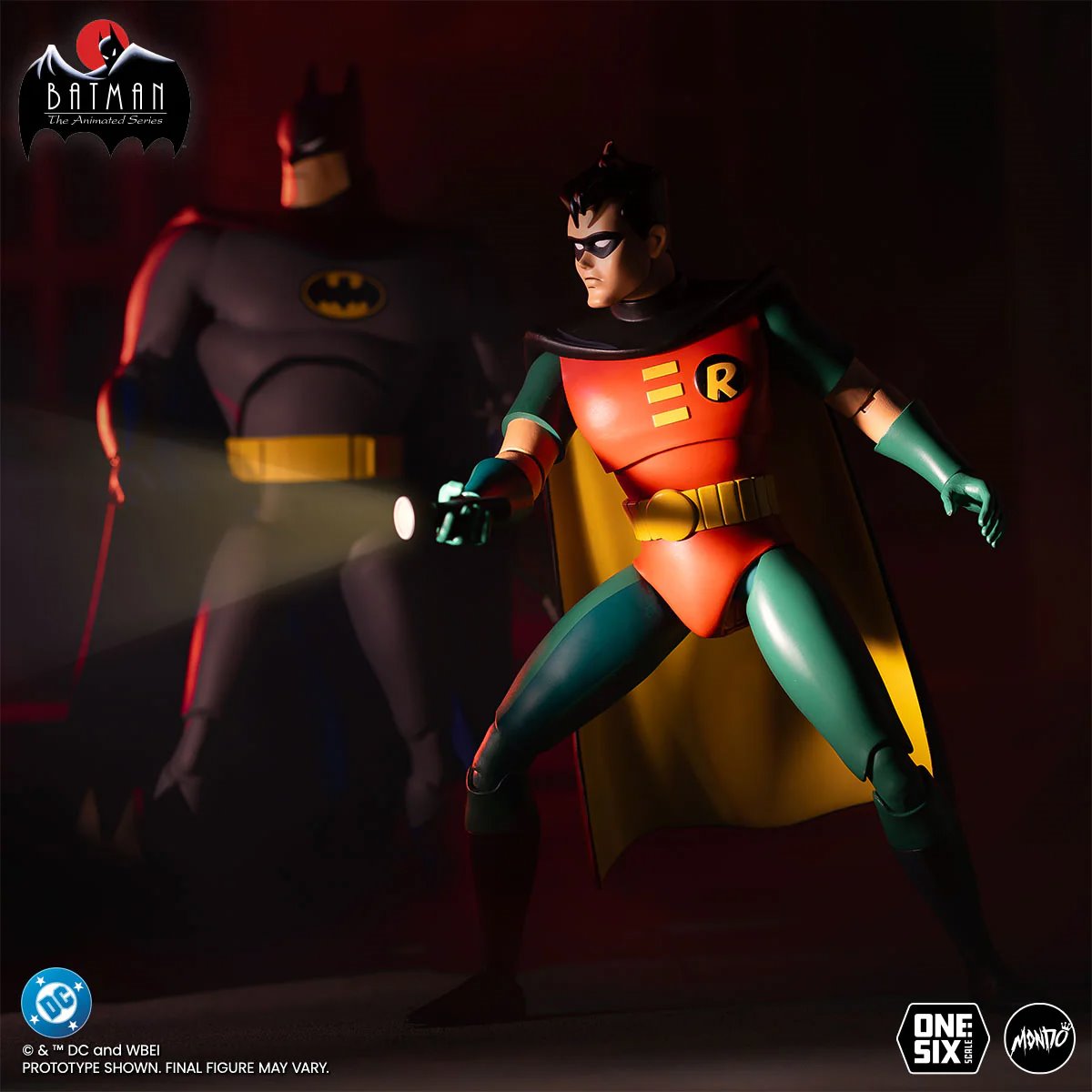 Robin Batman Animated Series Mondo 1:6 Figure — Flashlight Batman Duo Dark Scene