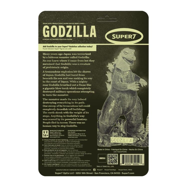 Toho ReAction Godzilla (Model Kit Inspired Glow-in-the-Dark) Action Figure