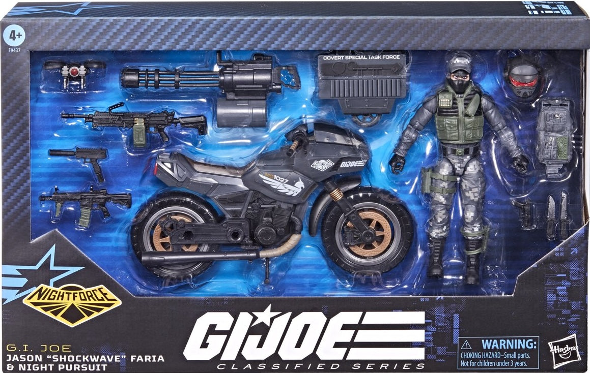 Night Force Jason "Shockwave" Faria & Night Pursuit Cycle G.I. Joe Classified Series #127 Hasbro