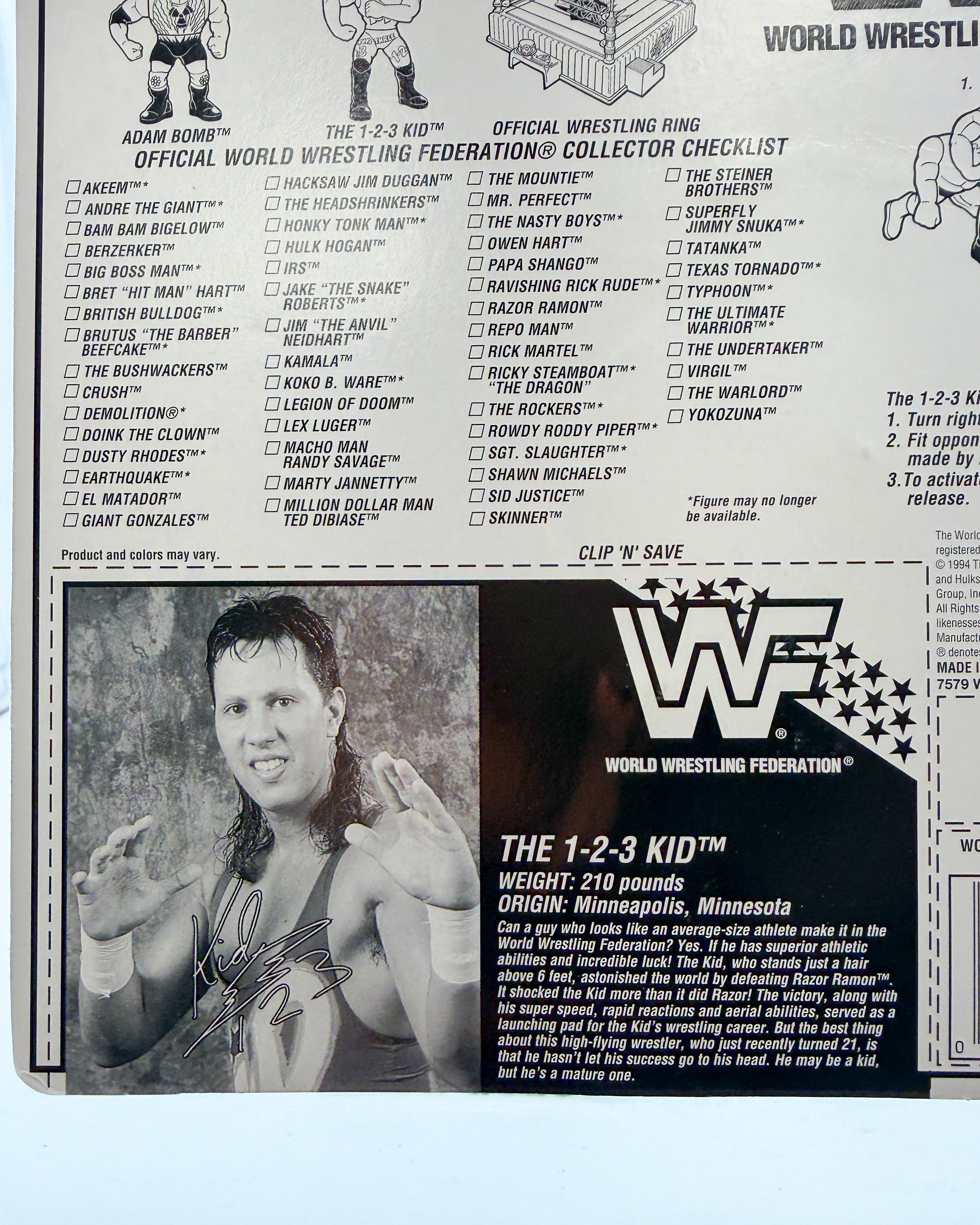 1-2-3 Kid WWF Series 11 1994 Hasbro Carded Action Figure - view 7