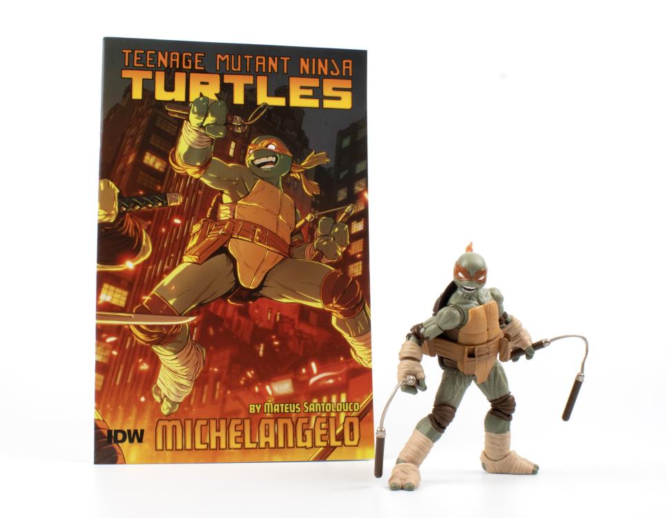 Teenage Mutant Ninja Turtles - BST AXN Michelangelo (Ver. 2) Figure & Comic Set
