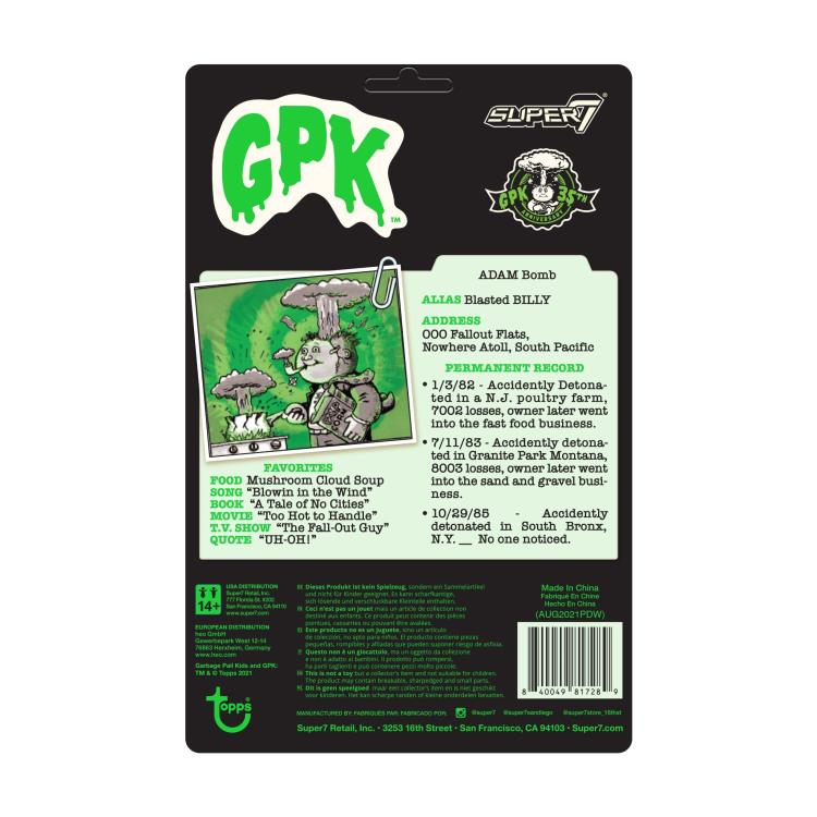 Garbage Pail Kids ReAction - Adam Bomb (Glow Ver.)