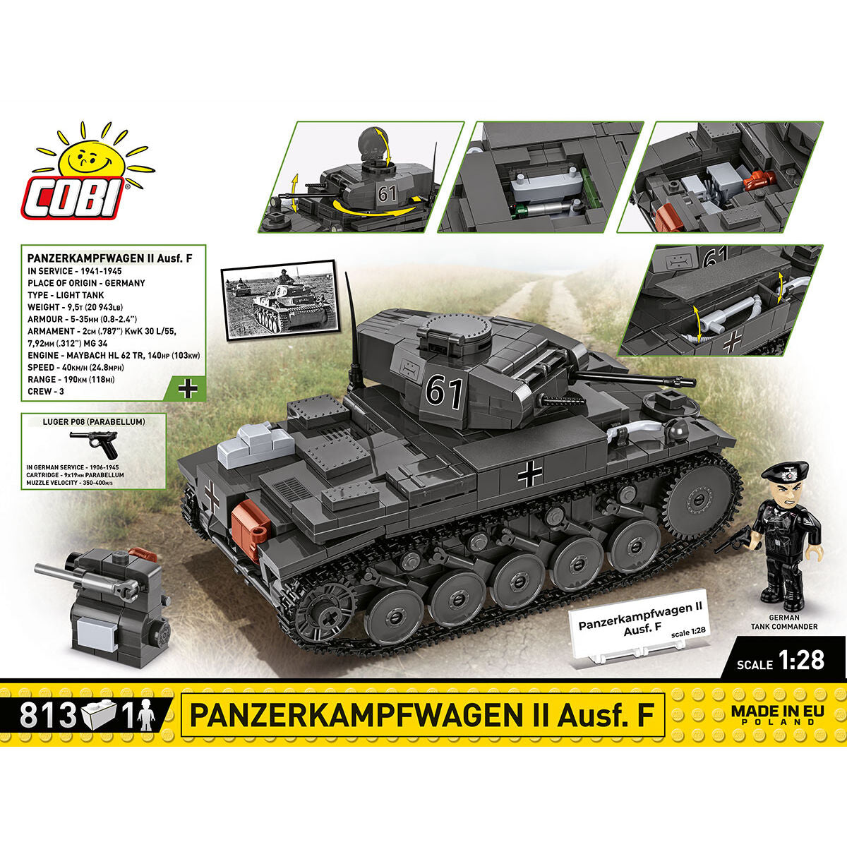 COBI PanzerKampWagen II Ausf. F Tank : Set #2597 - view 4