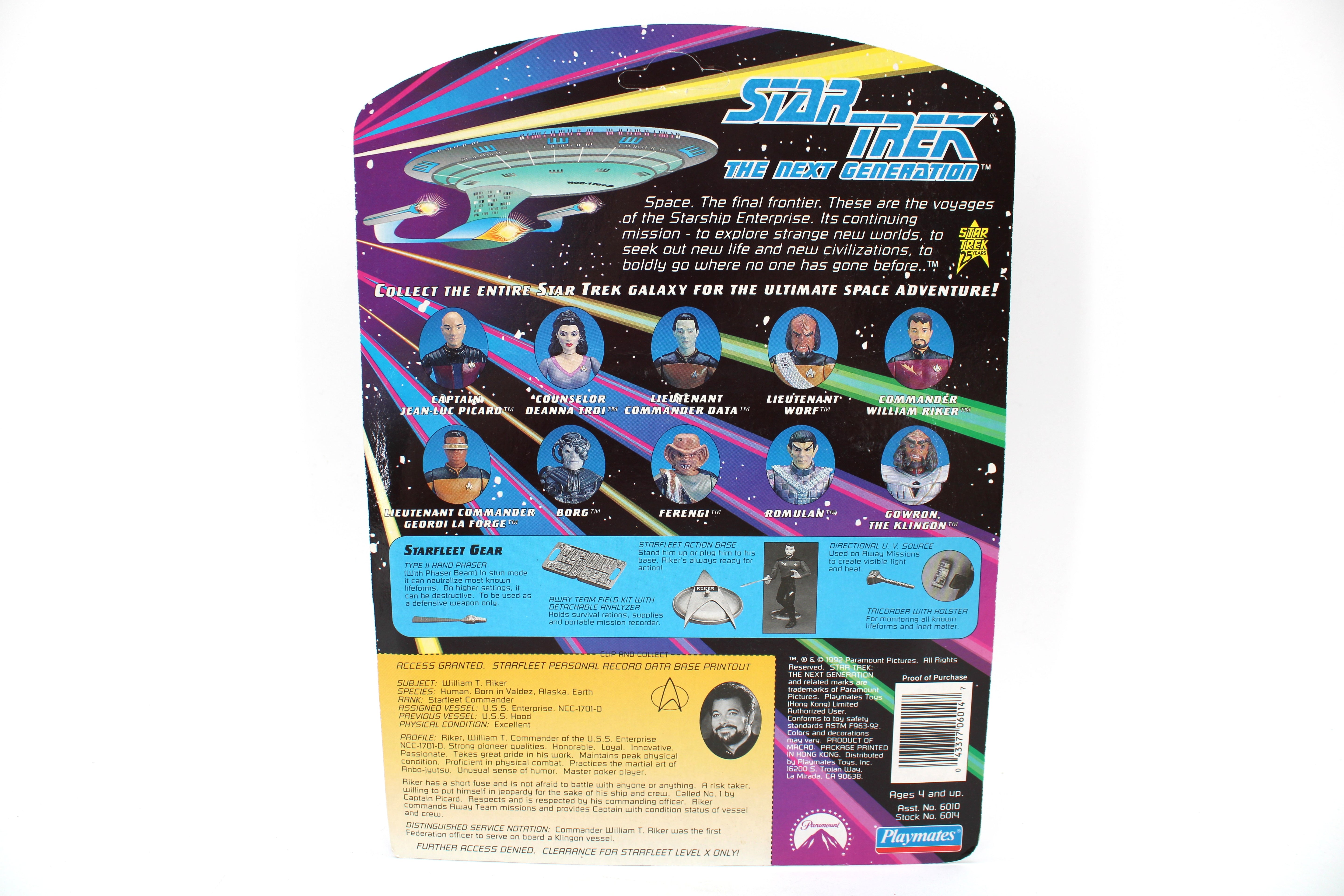 Playmates Star Trek The Next Generation Commander William T. Riker Action Figure (1992) - view 2