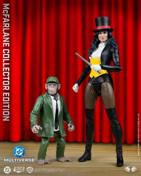 DC Multiverse Zatanna with Detective Chimp 7-inch action figure set in collector packaging
