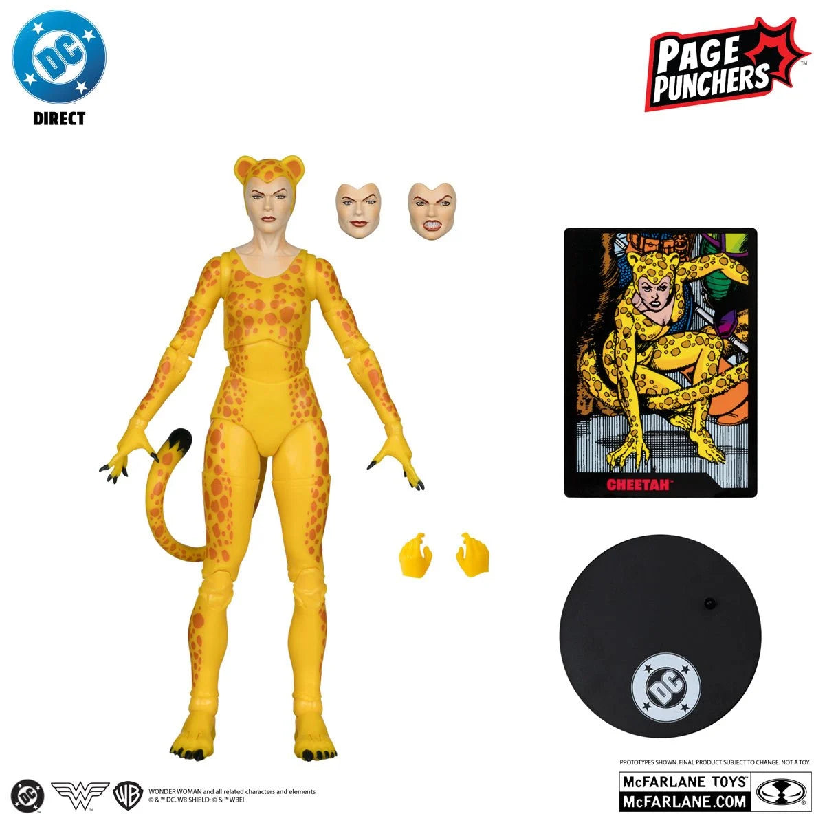 DC Direct Page Punchers Cheetah 7-inch action figure with comic book, side view in packaging