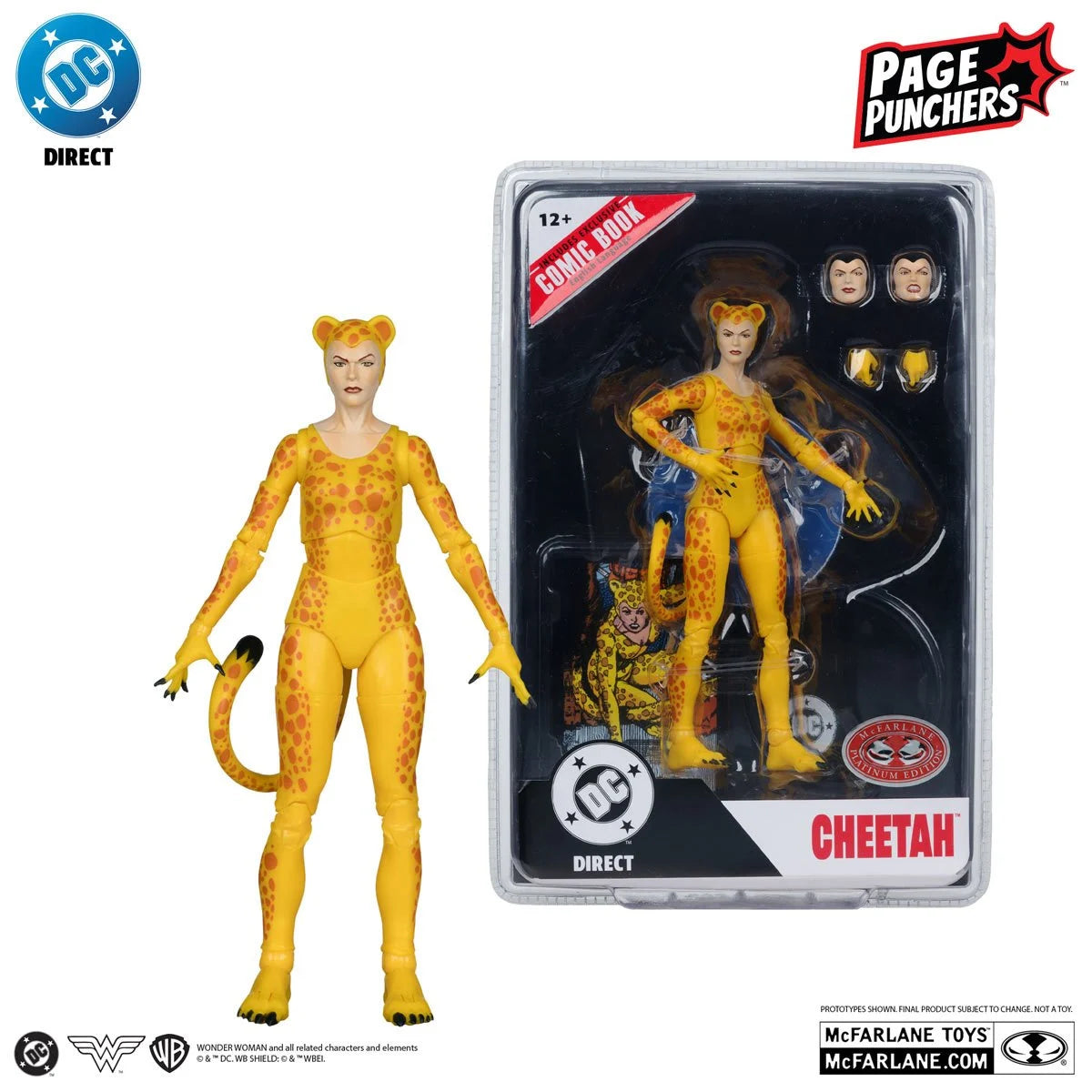 DC Direct Page Punchers Cheetah 7-inch action figure detail view showing articulation and comic book