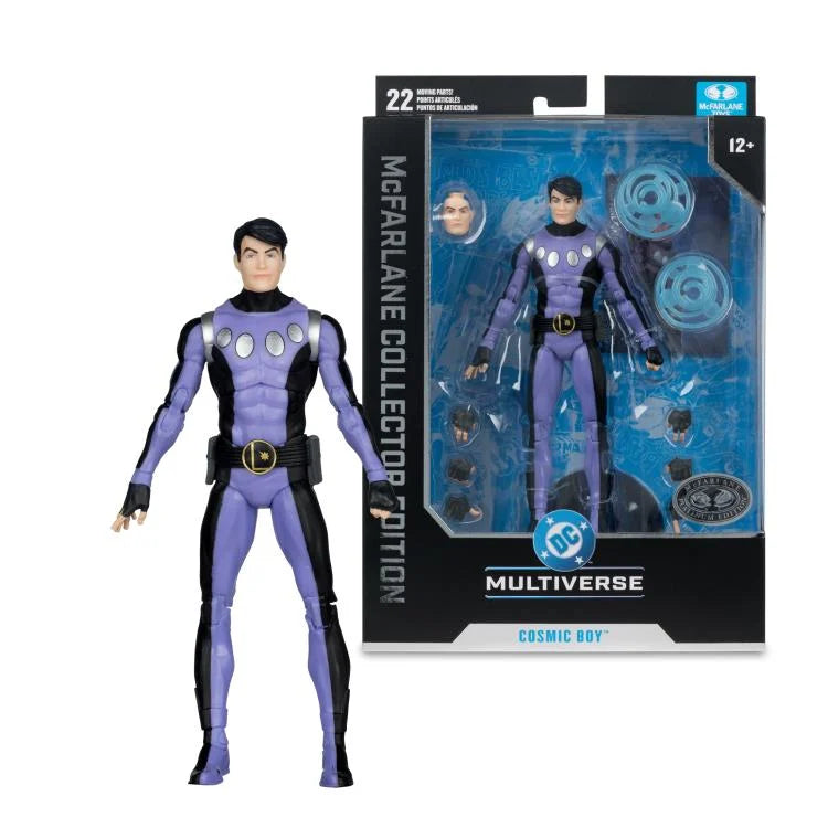 DC Multiverse Cosmic Boy 7-inch Platinum Chase figure in Legion of 3 Worlds collector packaging