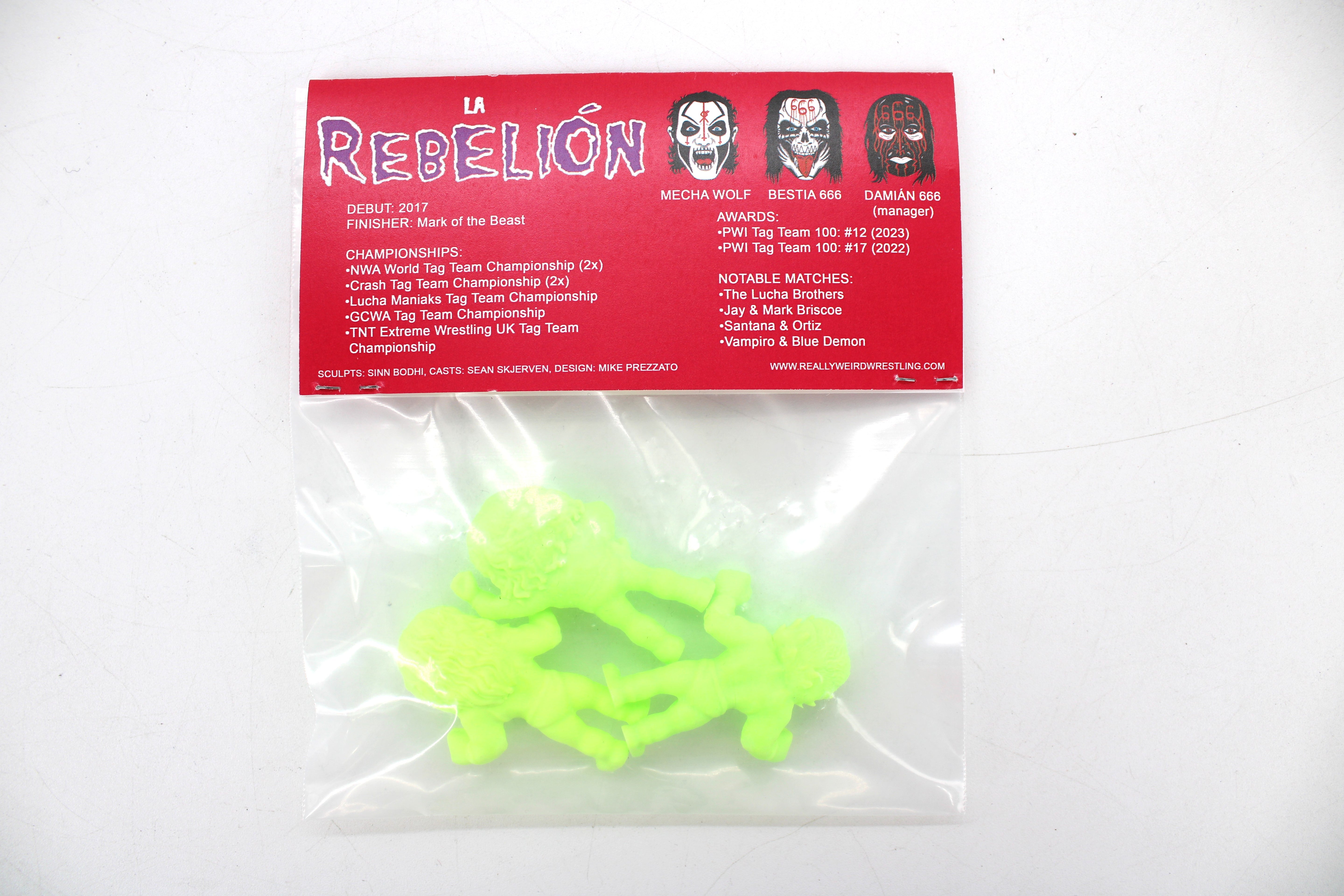 Grapple Gang Mini-Wrestlers La Rebelion 3-Pack Green Action Figures (2023) - view 3