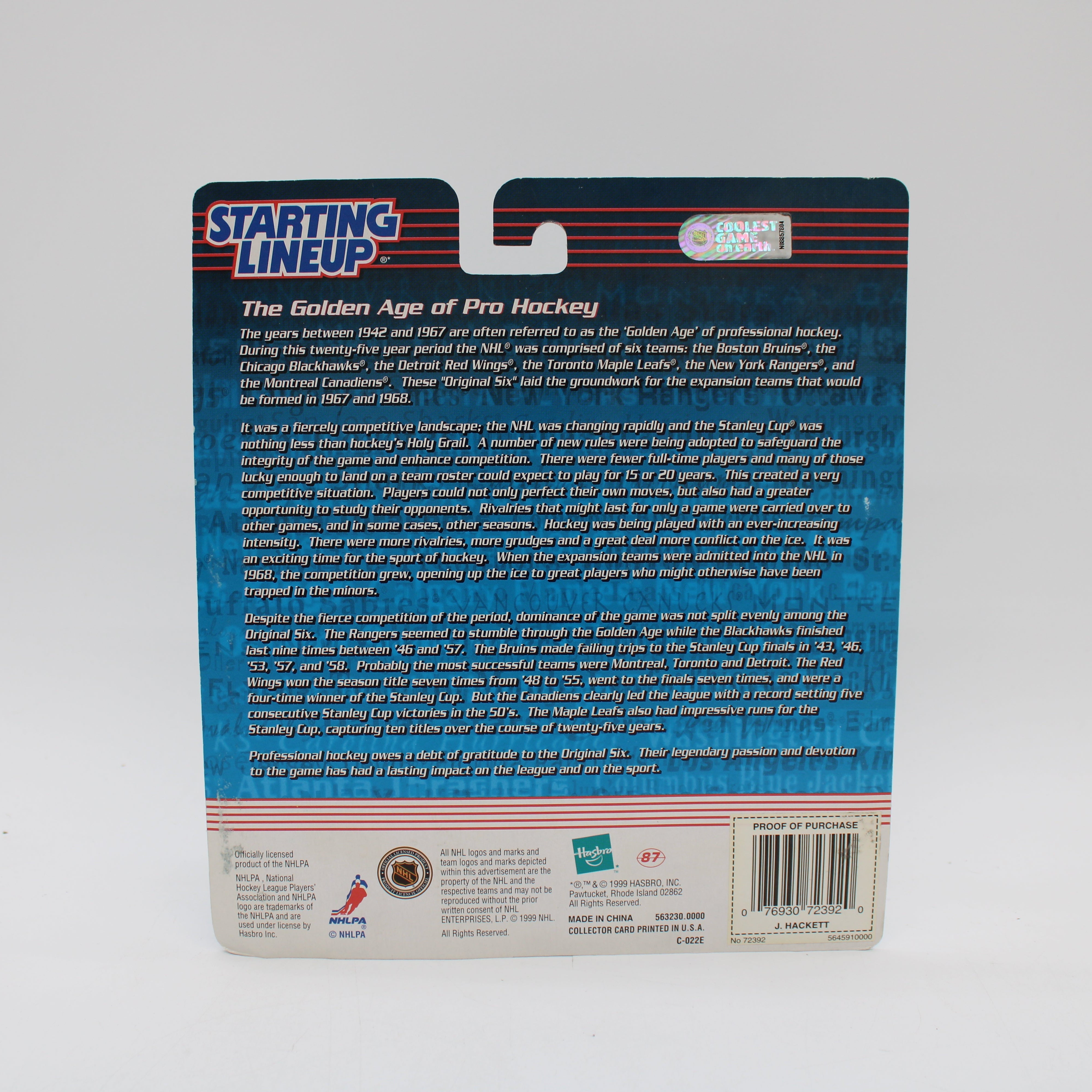 Jeff Hackett Starting Lineup Sports Superstar Collectibles NHLPA Action Figure