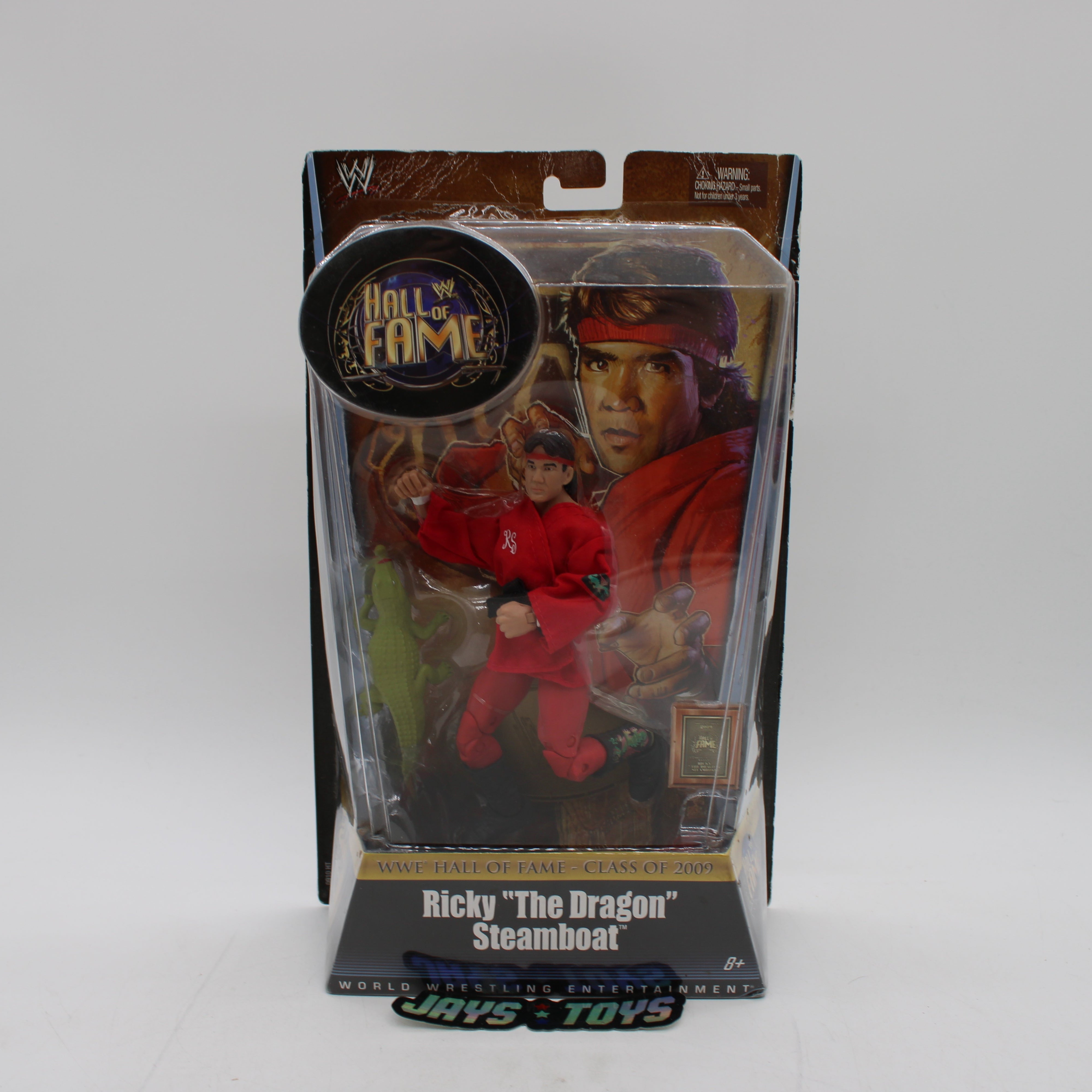 WWE Ricky 'The Dragon' Steamboat action figure in packaging on a white background