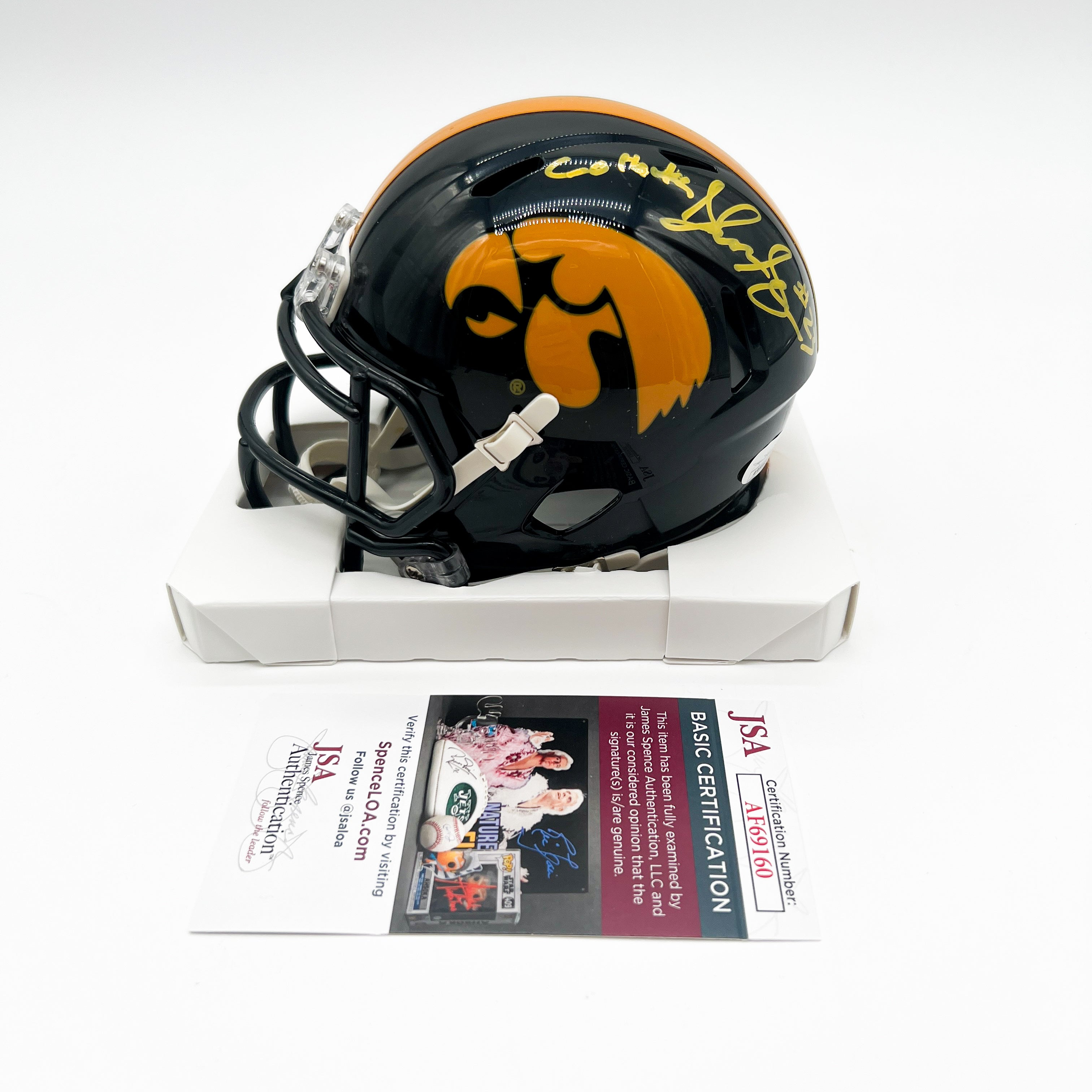 Shonn Greene Iowa Hakeyes Signed Mini Helmet