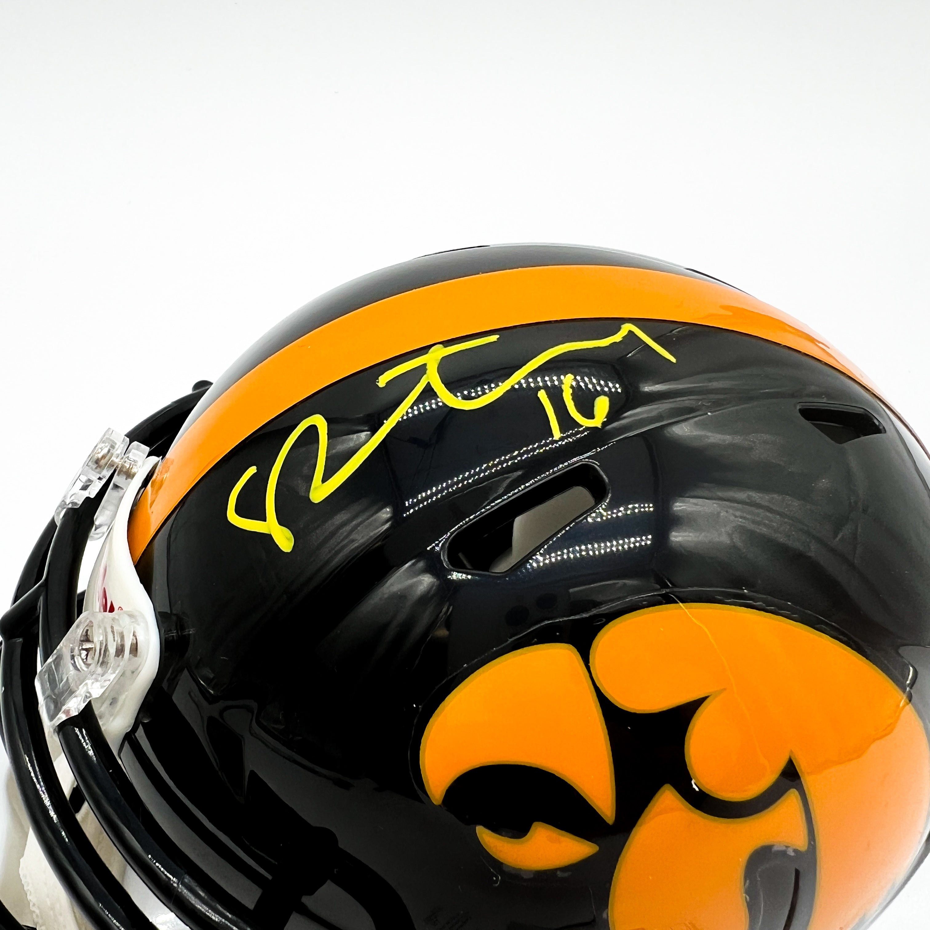 CJ Bethard Signed Iowa Hawkeyes Mini Helmet Close Up