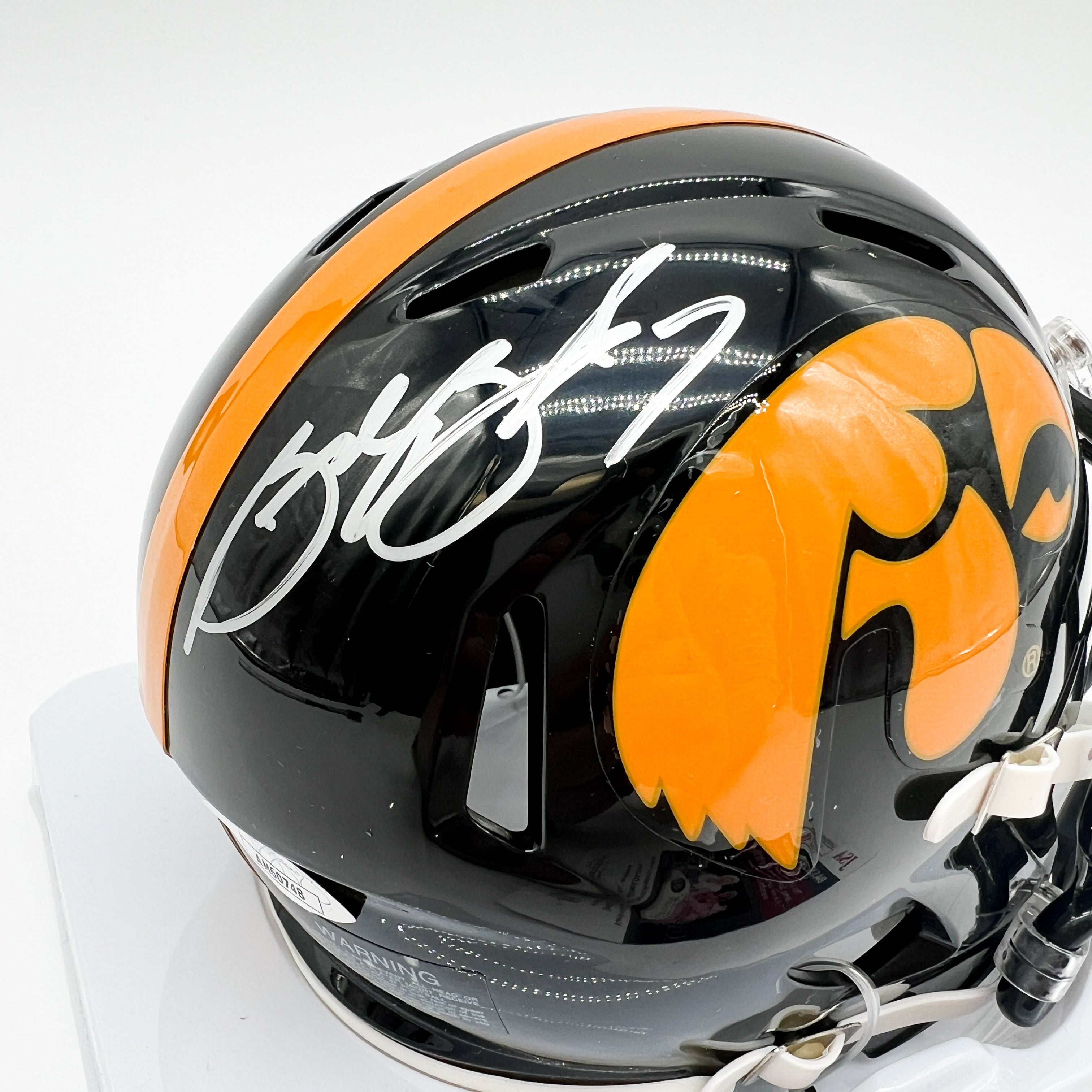 Brad Banks Iowa Hawkeyes Signed Mini Helmet (JSA Certified) Close Up