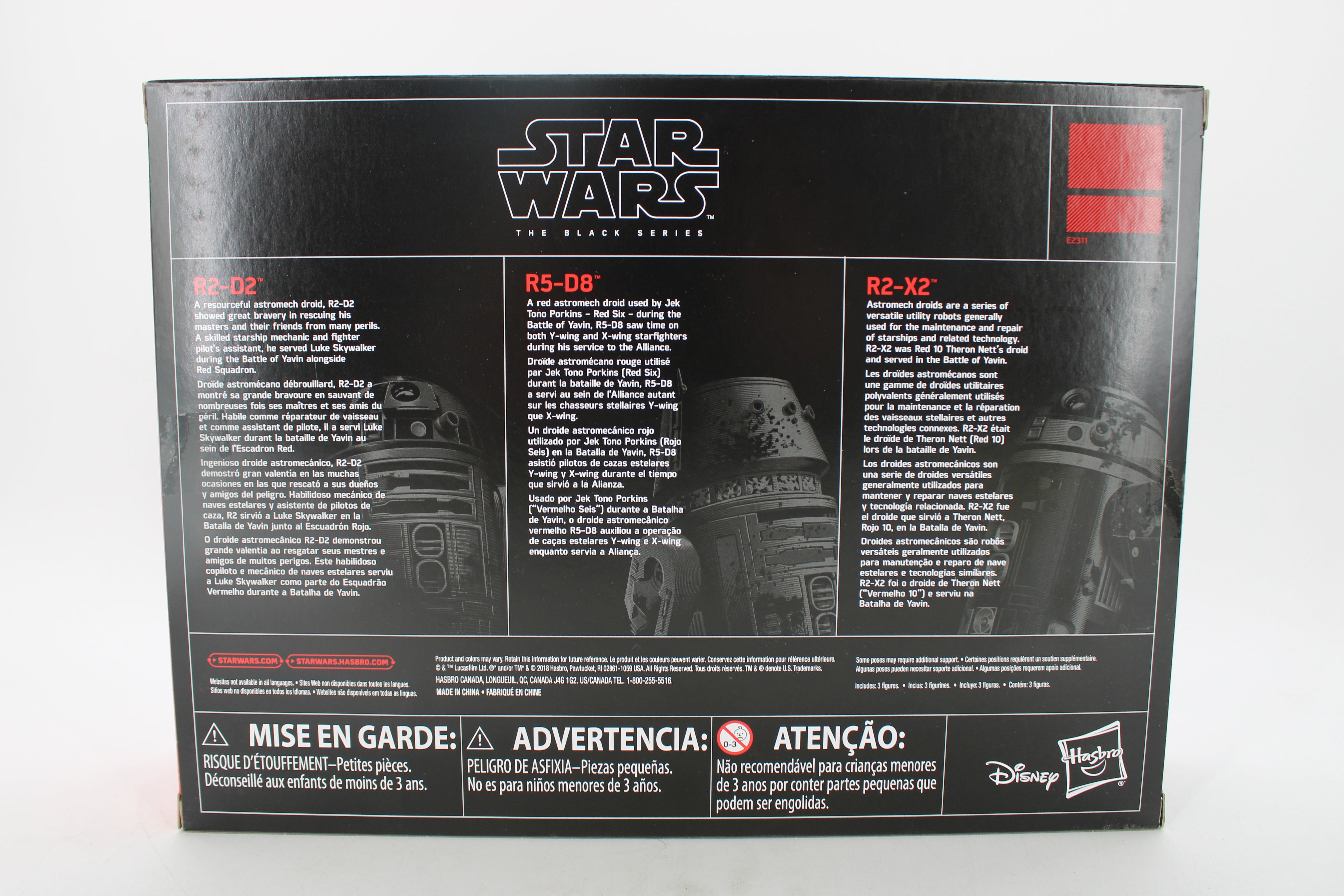 Star Wars The Black Series Red Squadron R2-D2, R5-D8, R2-X2 Action Figure Set