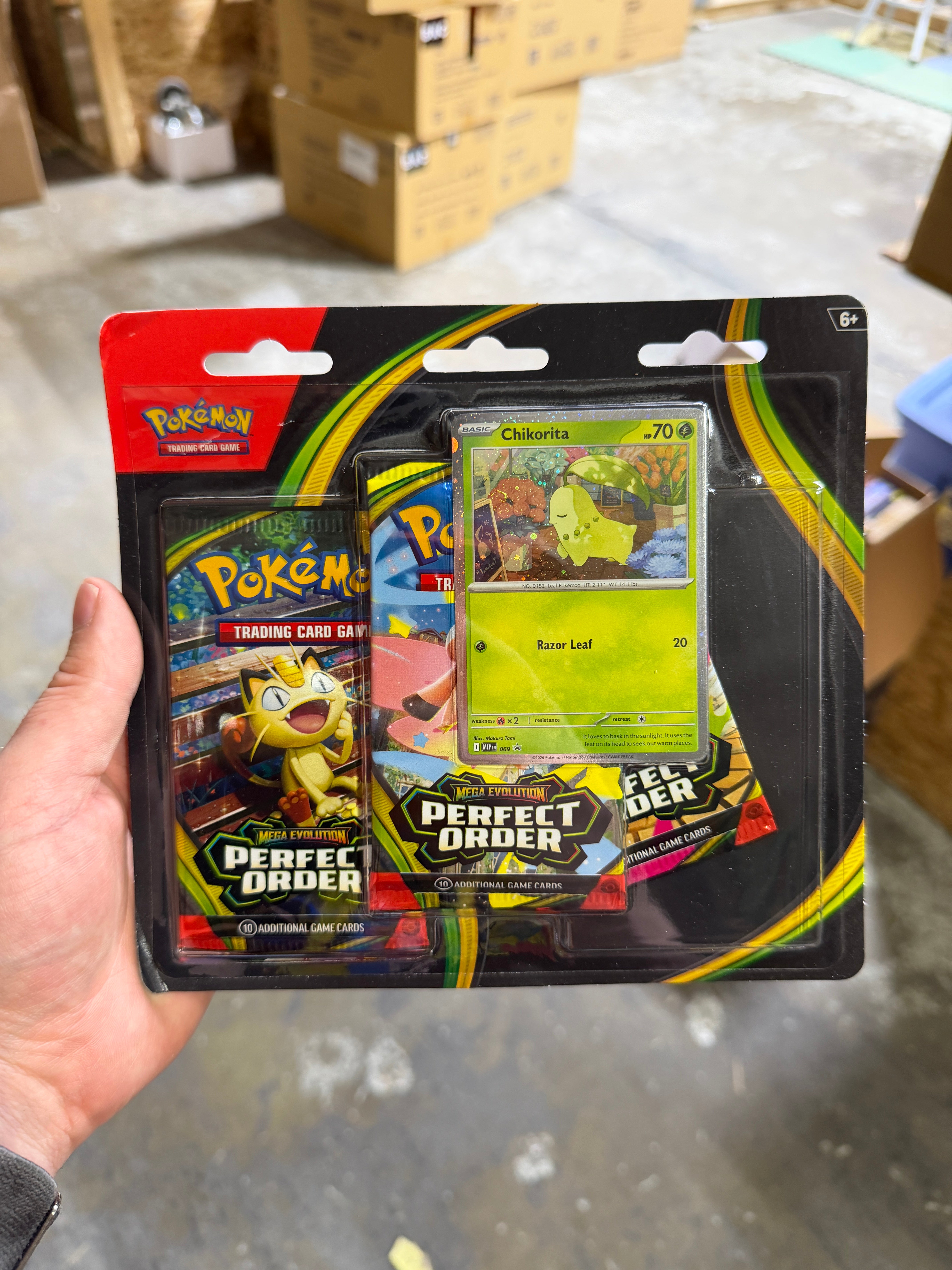 Pokemon TCG Mega Evolution Set 3 Perfect Order 3 Pack - Chikorita *DEFECT SEE PHOTOS*