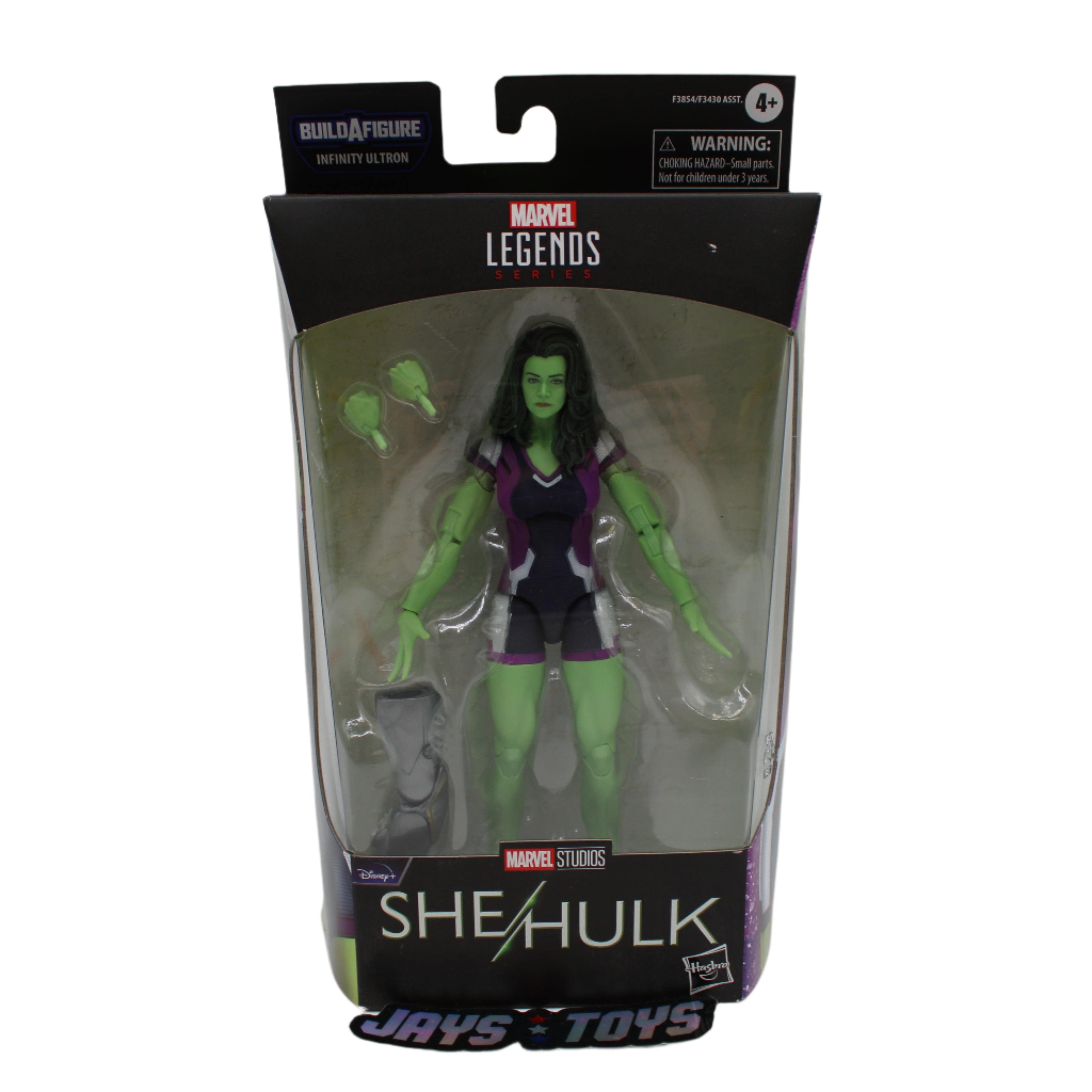 Marvel Legends She-Hulk action figure in packaging on a white background