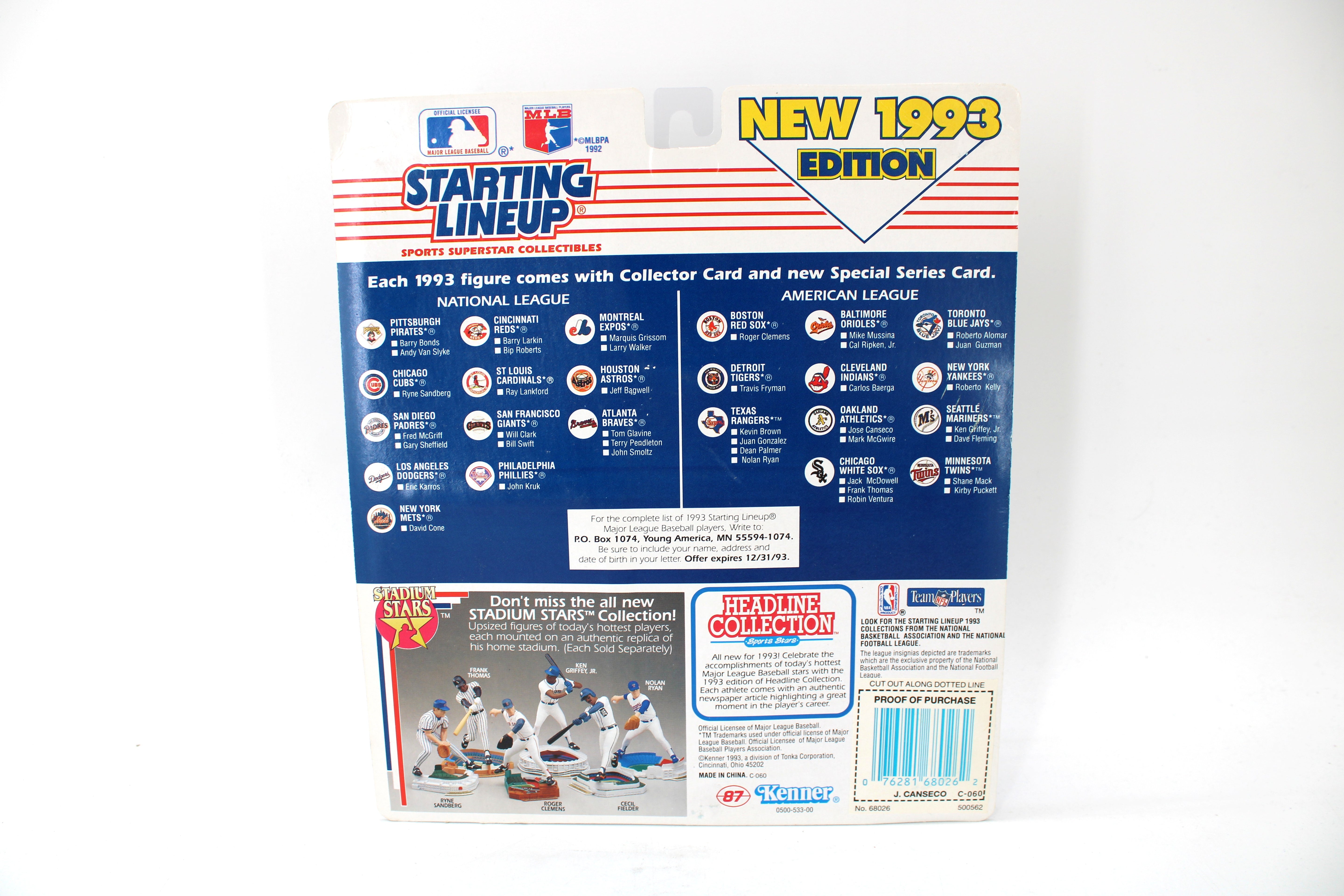 Starting Lineup Jose Canseco Action Figure with Special Series Card (1993 Kenner) - view 2