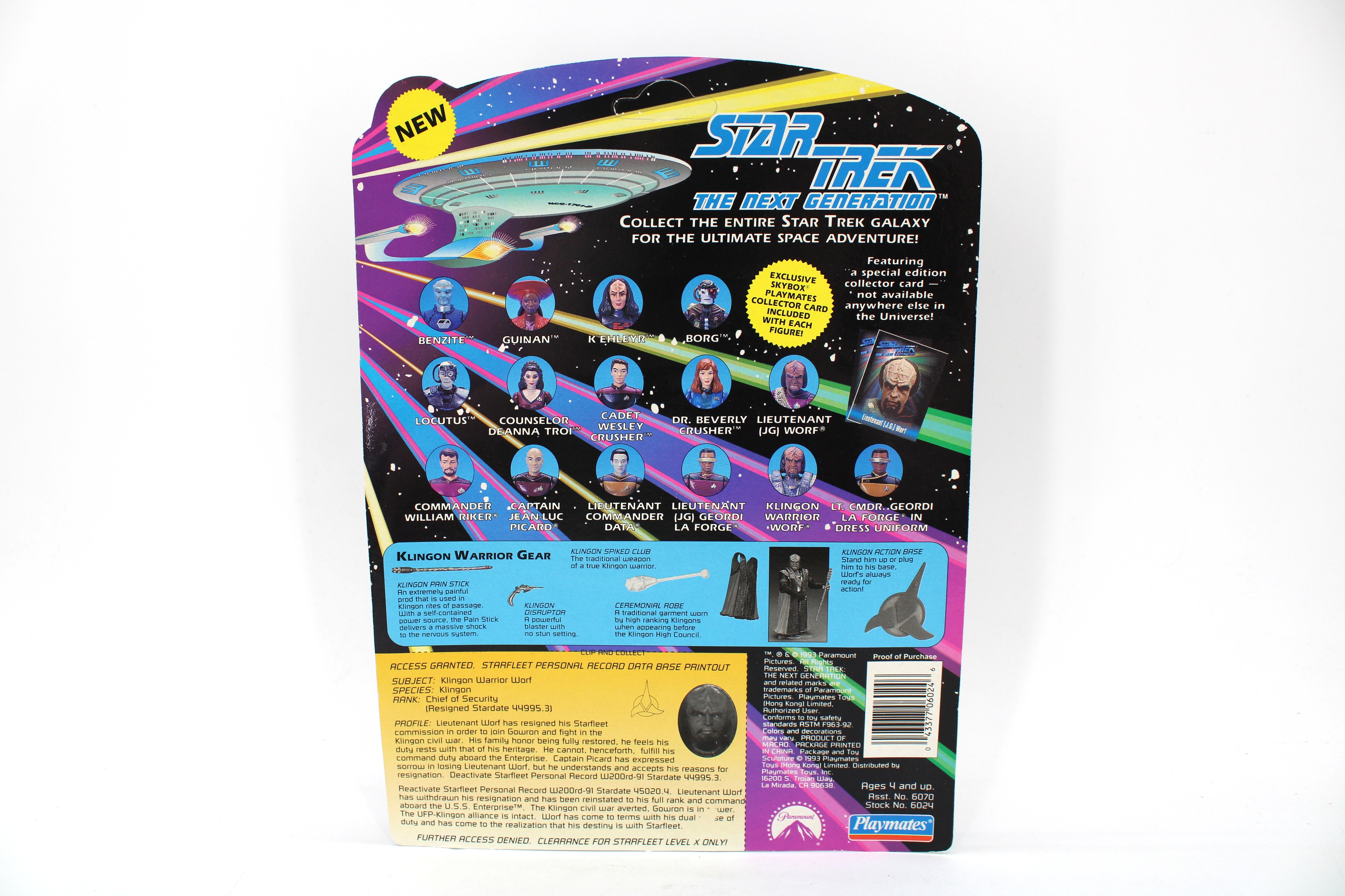 Playmates Toys Star Trek The Next Generation Klingon Warrior Worf Action Figure (1993) - view 2