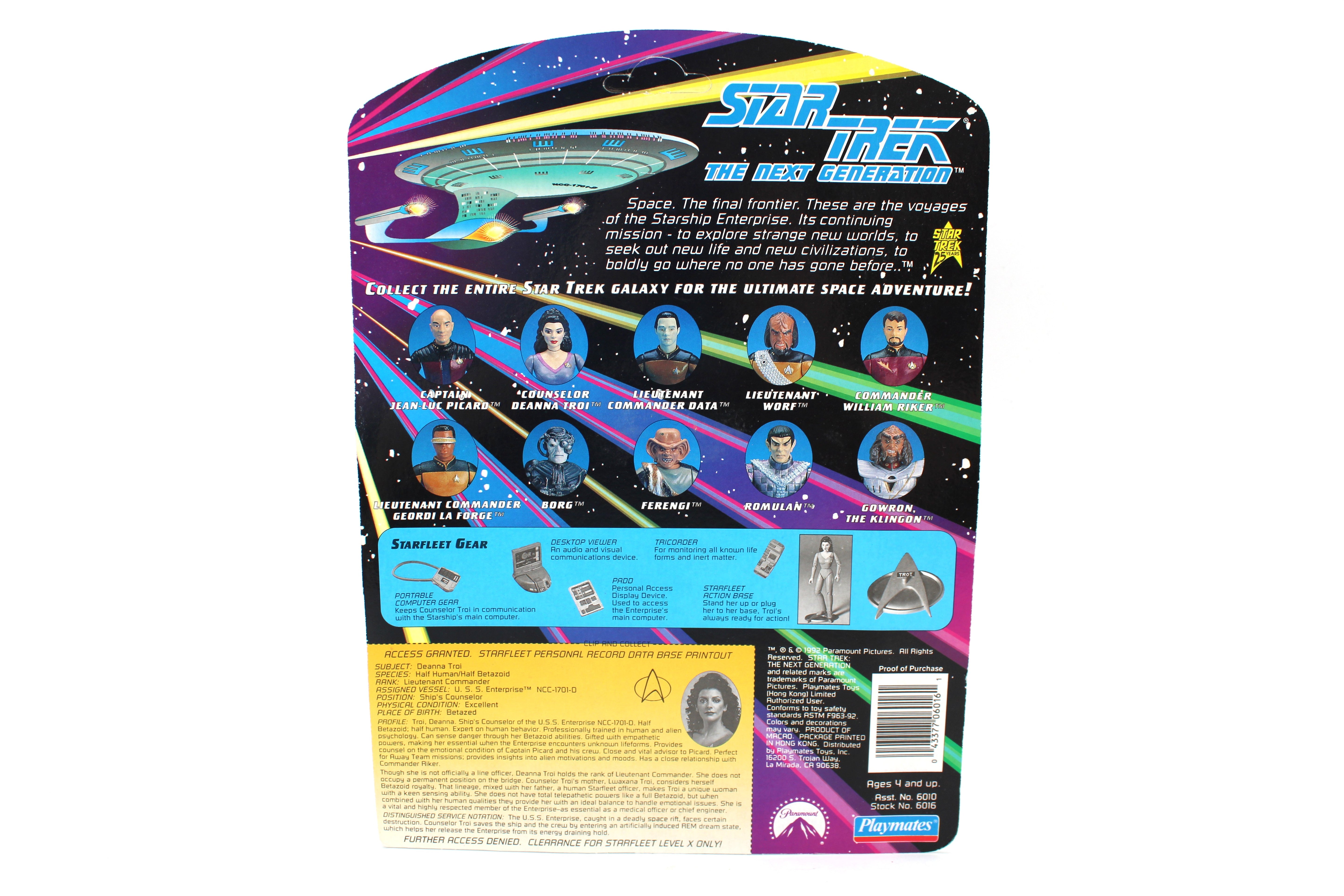 Playmates Star Trek The Next Generation Lieutenant Commander Deanna Troi Action Figure (1992) - view 2