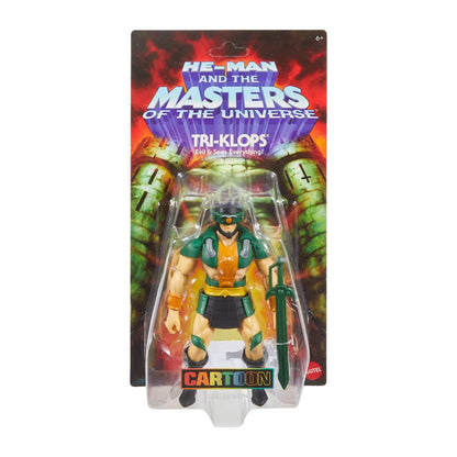Masters of the Universe Origins Tri-Klops 200X action figure alternate angle with accessories