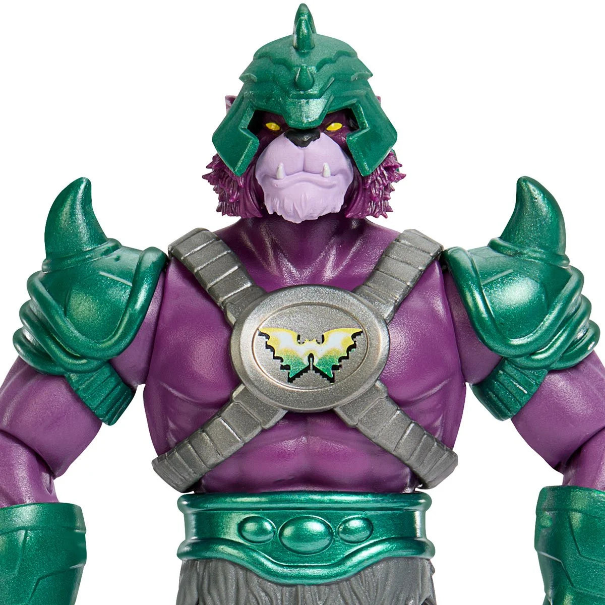 Panthor Man Origins figure detail view showing purple armor and character design