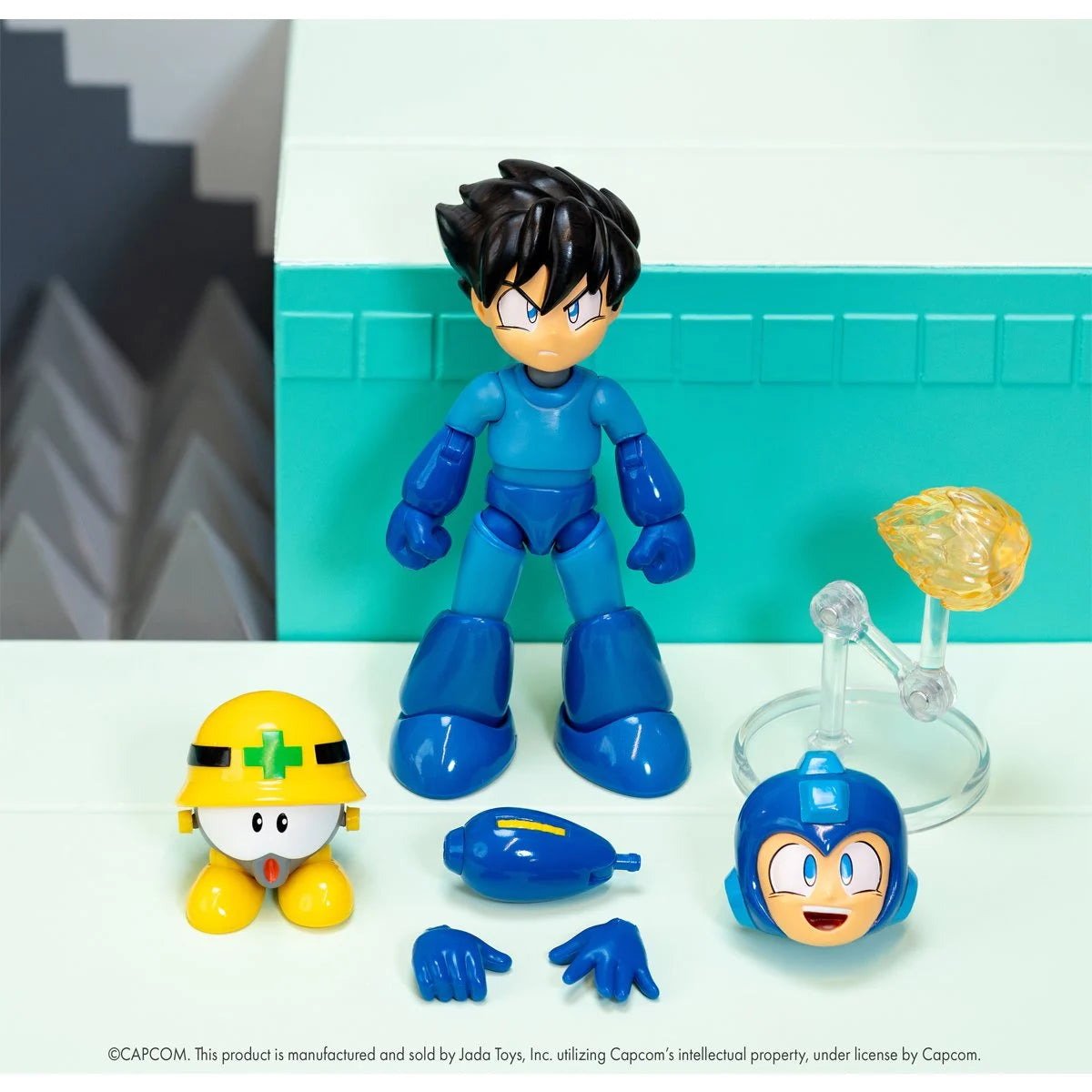 Mega Man Deluxe 1/12 scale action figure by Jada Toys articulation detail view